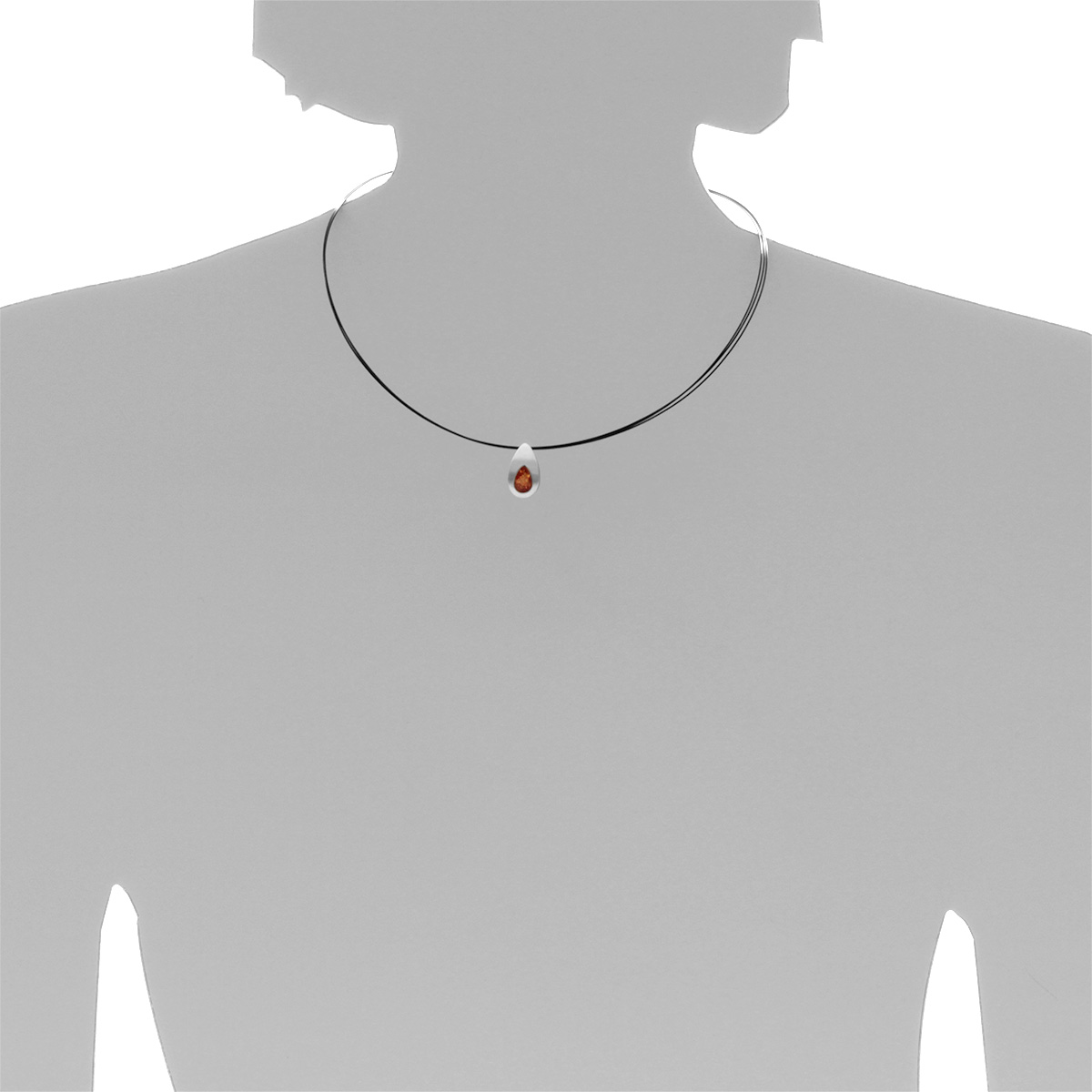 001-203439-A142s Nyloncollier 3/42 cm, Silber 925/000, Bernstein
