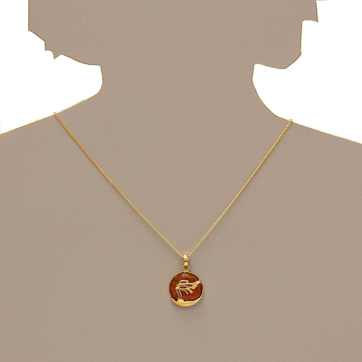 Kette mit Anhänger," Windflüchter", Bernstein, Gold 333/000, -Länge wählbar-
