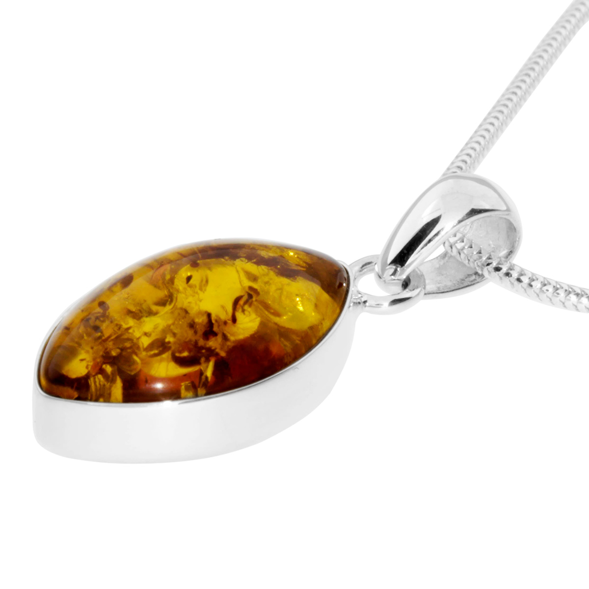 4250054286172-PT01 Kette mit Anhänger Silber 925/000, 42 cm, Bernstein