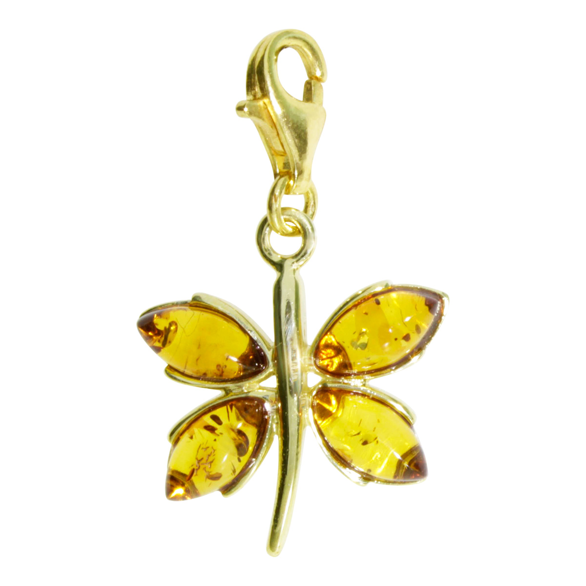 001-103651-0200 Charm Gold 333/000, Schmetterling, Bernstein