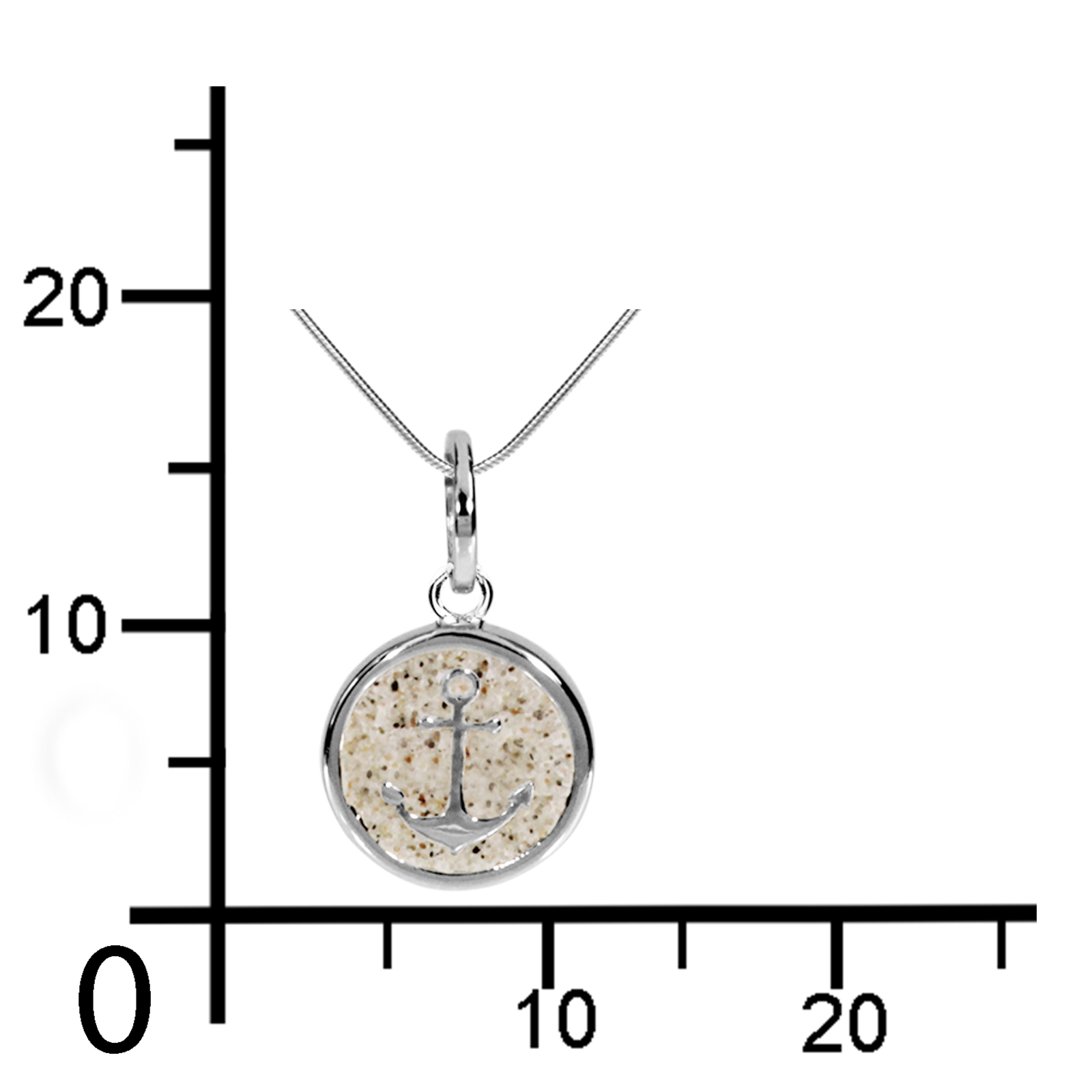 112-202348-A145k Kette mit Anhänger Silber 925/000, "Hoffnung", Strandsand -Länge wählbar-