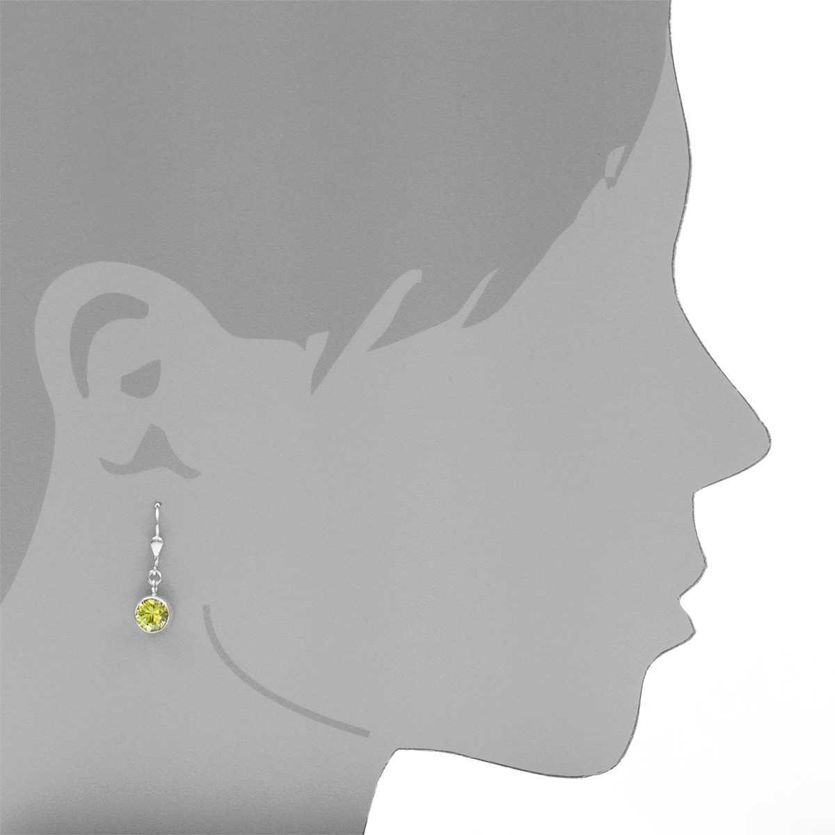 Ohrhänger Silber 925/000, Zirkonia-limette, 8 mm