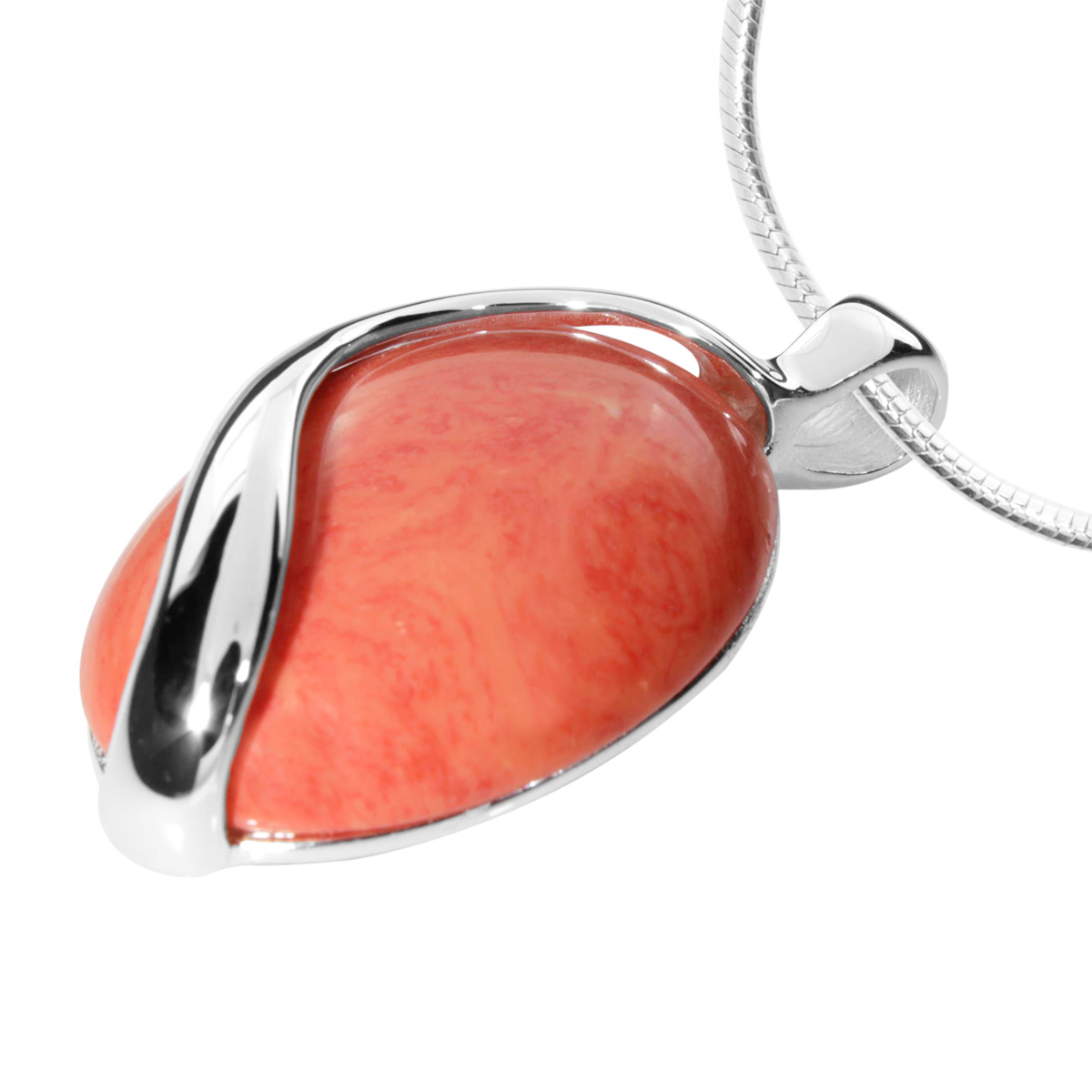 Kette mit Anhänger Silber 925/000, 45 cm, rek. Koralle
