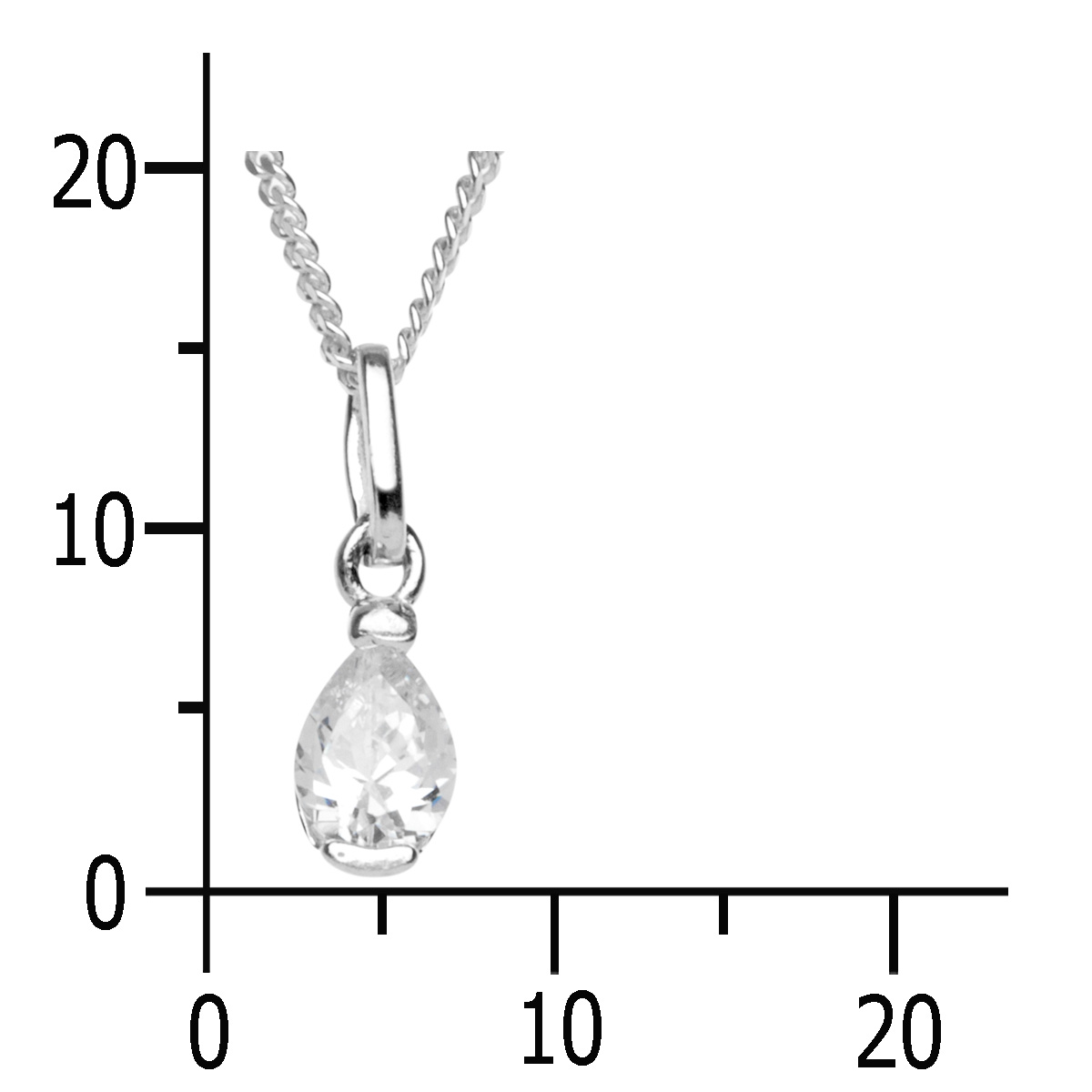 043-201673-A142kZGanqePgBQs4z Kette mit Anhänger Silber 925/000, Zirkonia, weiß, 42 cm