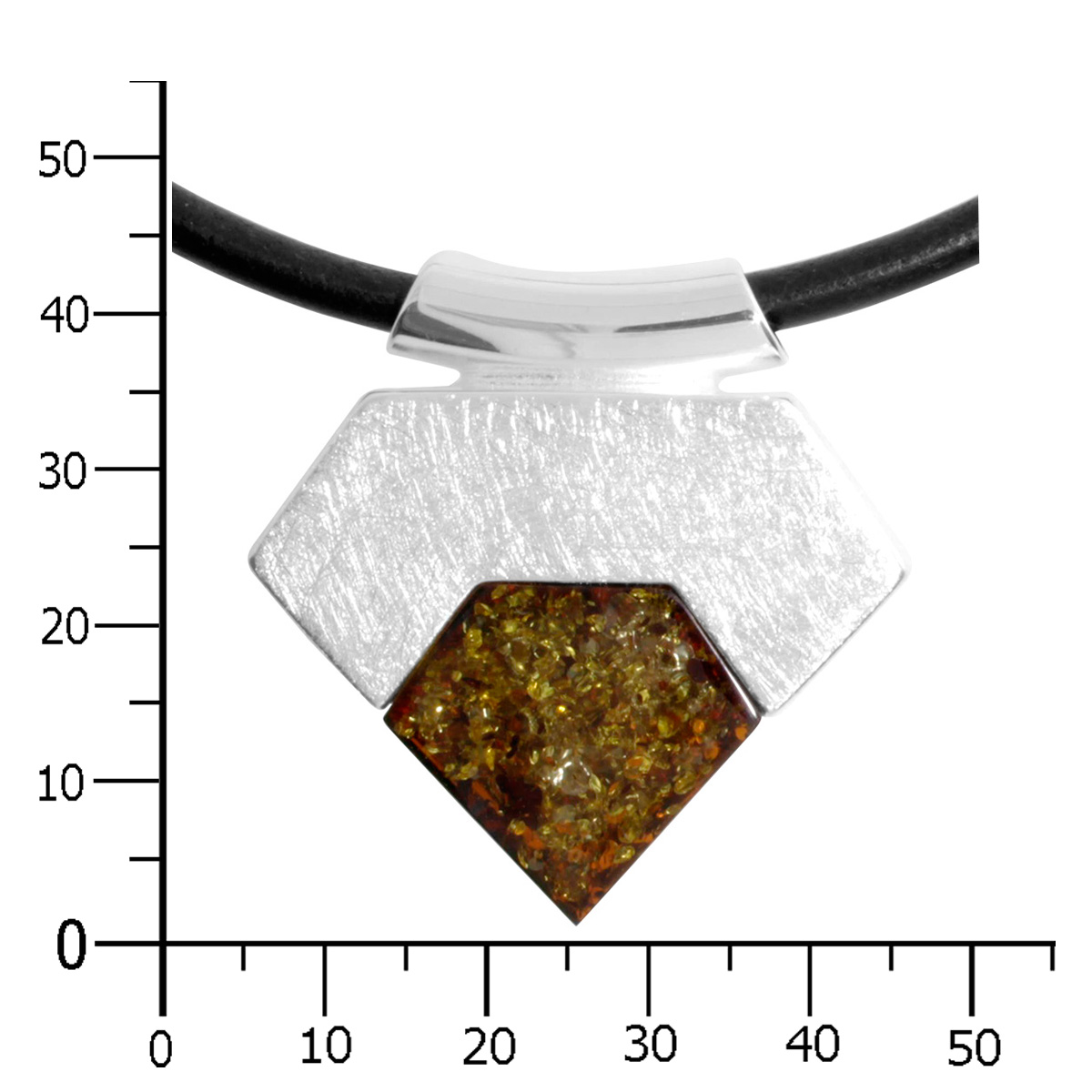 Ledercollier mit Anhänger Silber 925/000, 42 cm, Bernstein grün
