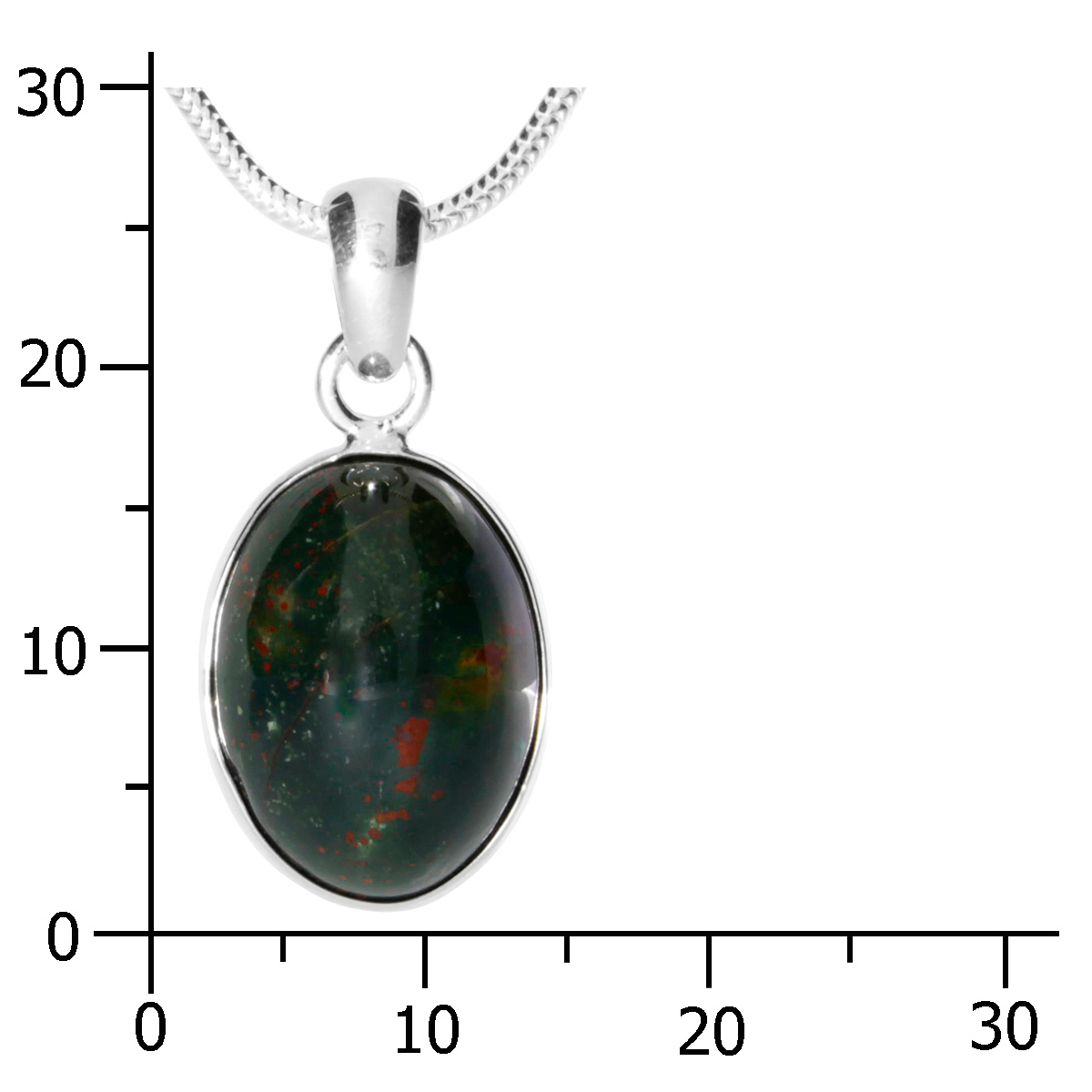 001-203647-A245k Kette mit Anhänger Silber 925/000, 45 cm, Jaspis