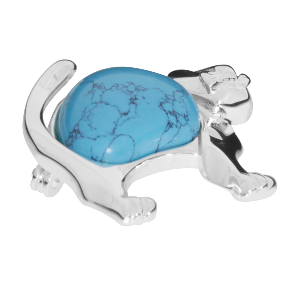001-230519-00051 Brosche "Katze", Silber 925/000, rek. Türkis