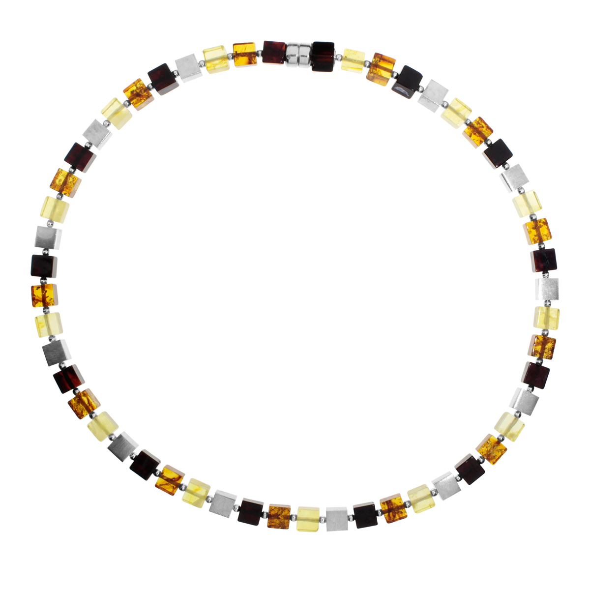 099-440213-66421 Set Silber 925/000, Bernstein-Würfel, Magnetverschluß