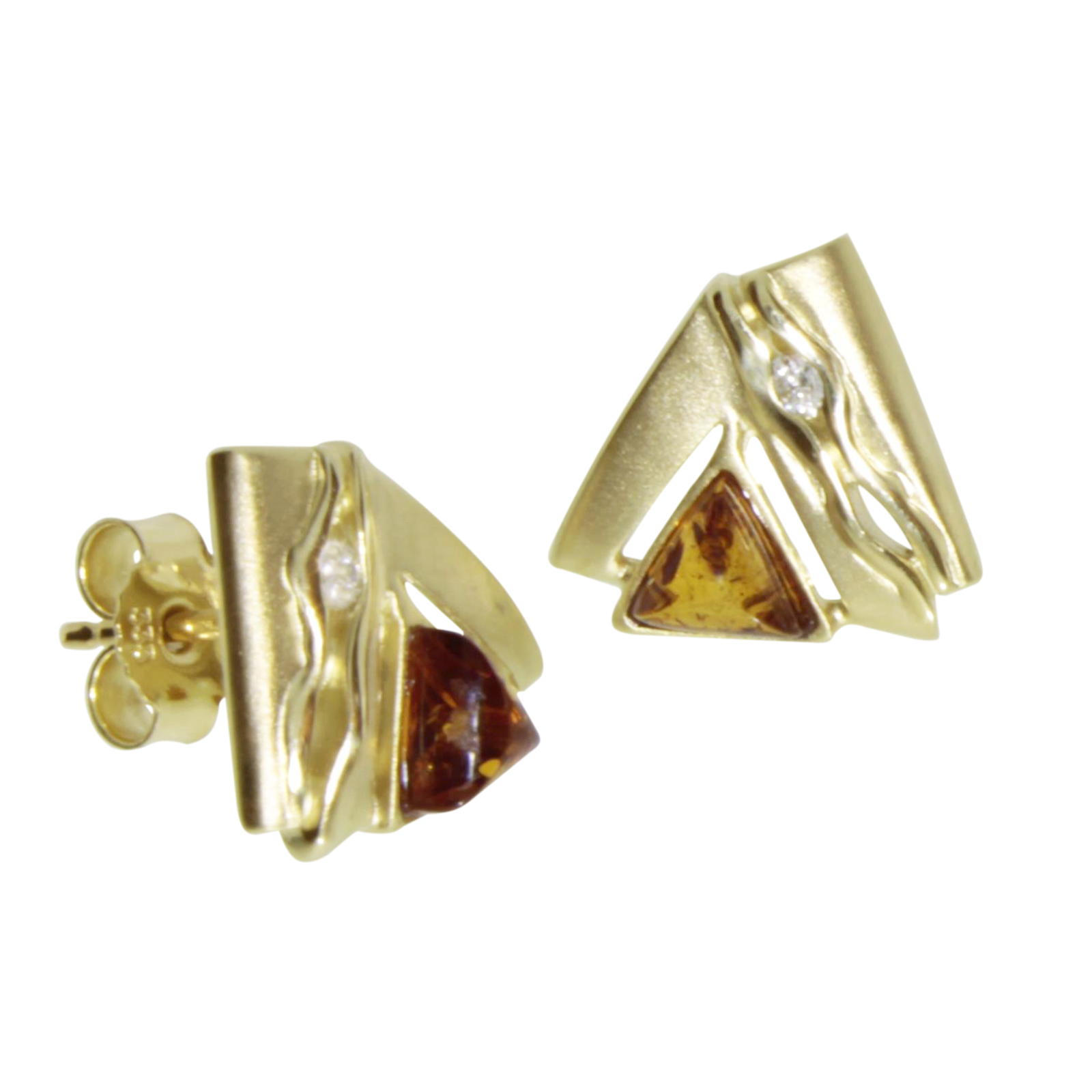 001-160567-0001 Ohrstecker Gold 333/000, Bernstein/Zirkonia