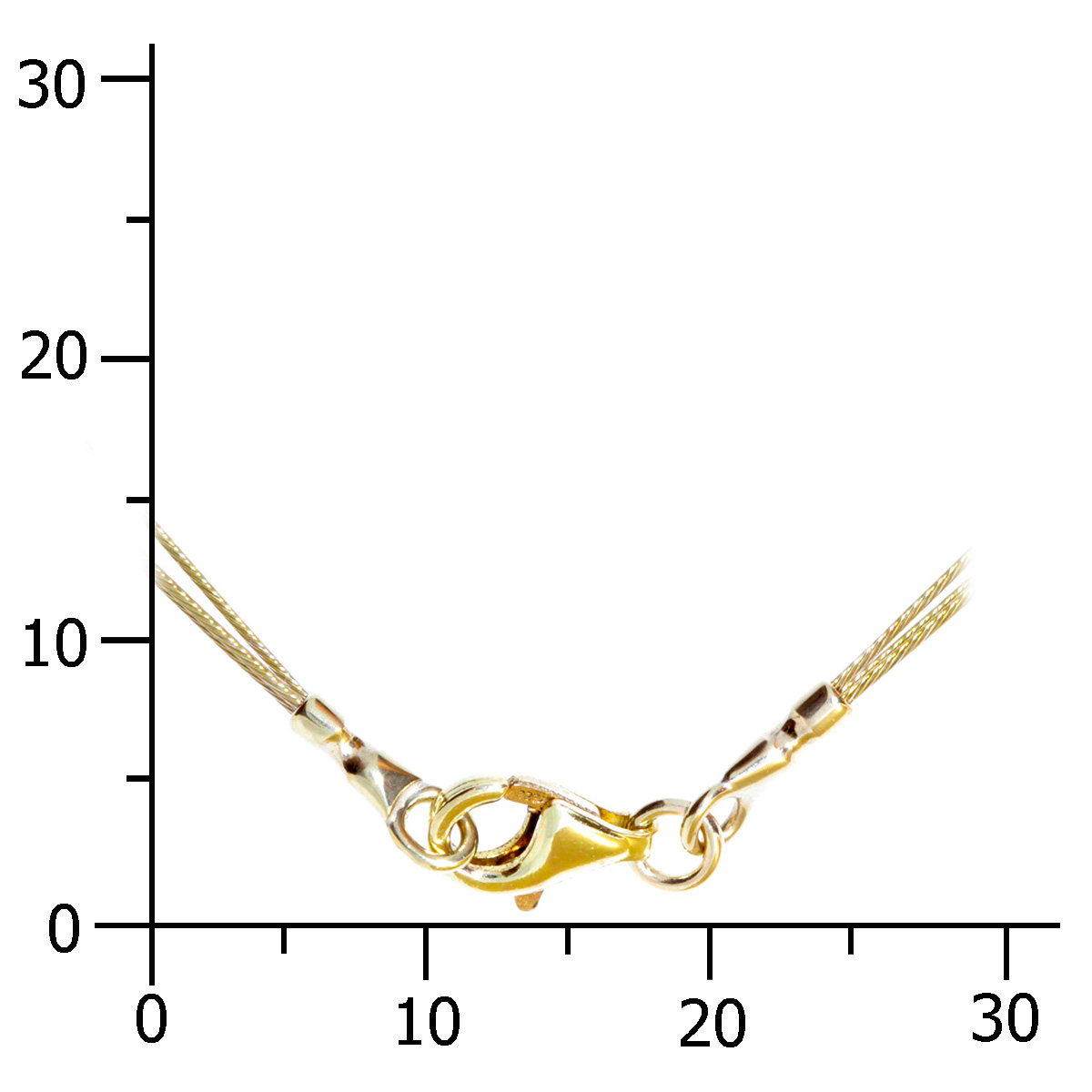 4250054288541-PT04 Nyloncollier 3-reihig Gold 333/000 -Länge wählbar-