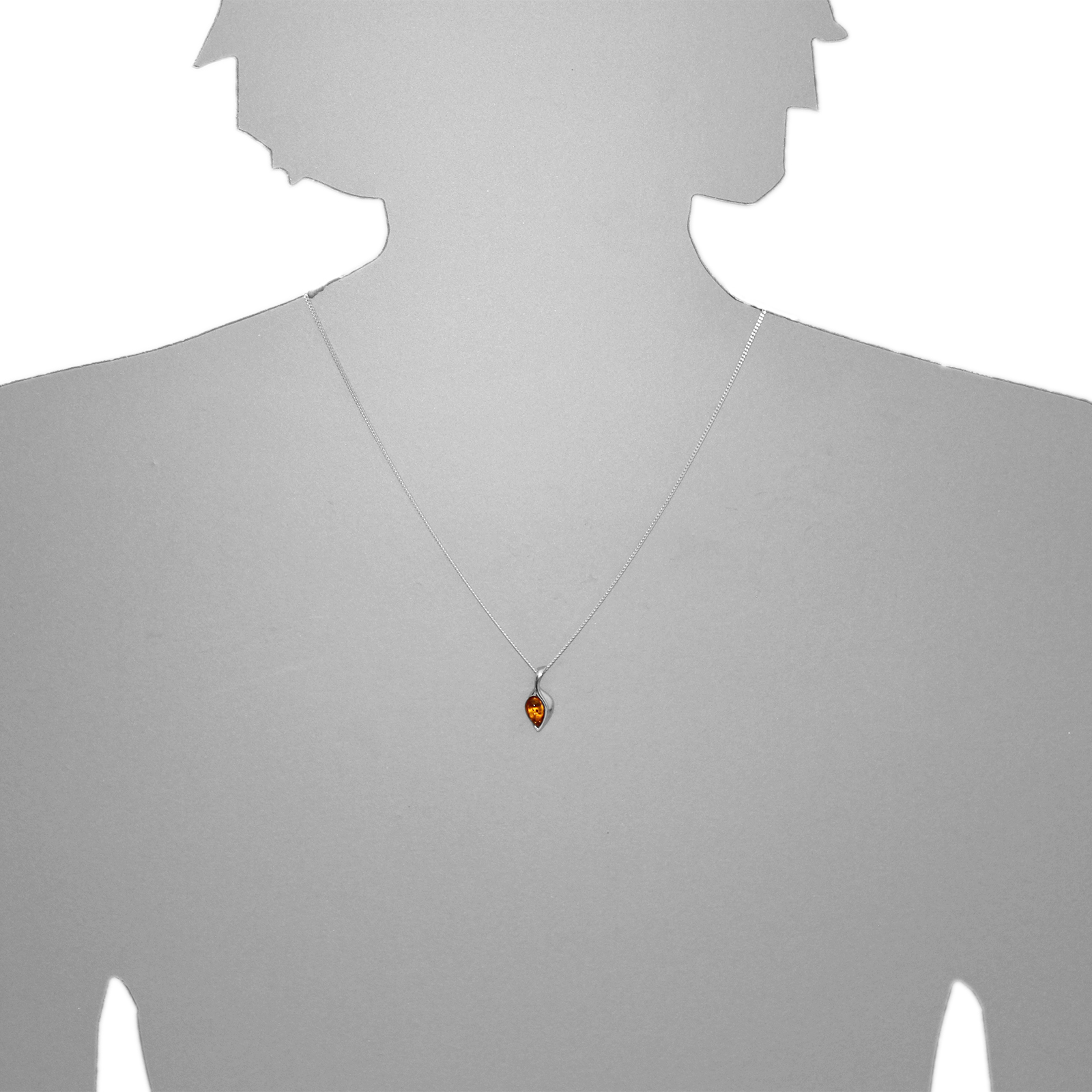 Kette mit Anhänger Silber 925/000, Bernstein -Länge wählbar- Kette mit Anhänger Silber 925/000, Bernstein -Länge wählbar-
