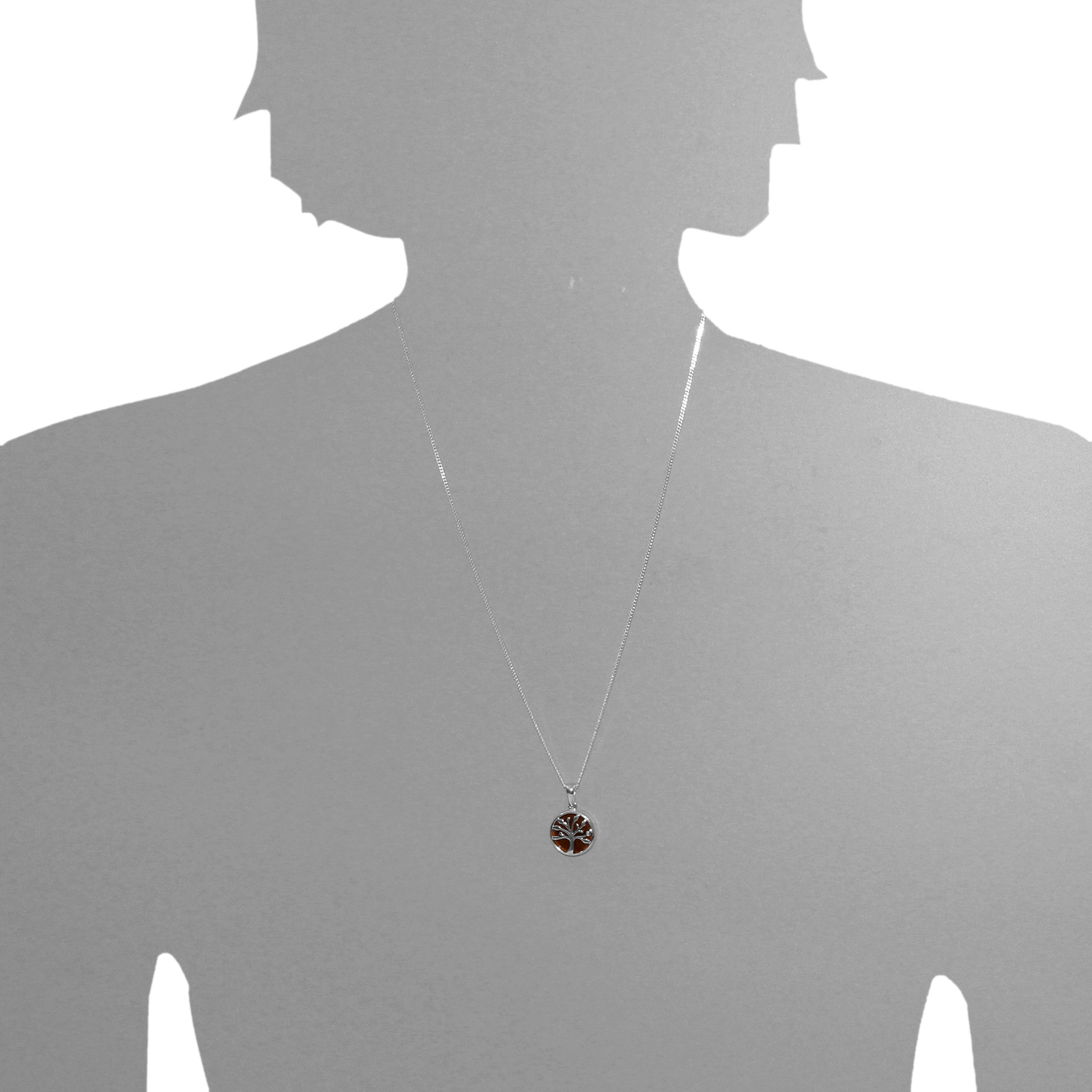 Kette mit Anhänger Silber 925/000, Bernstein -Länge wählbar- Kette mit Anhänger Silber 925/000, Bernstein -Länge wählbar-