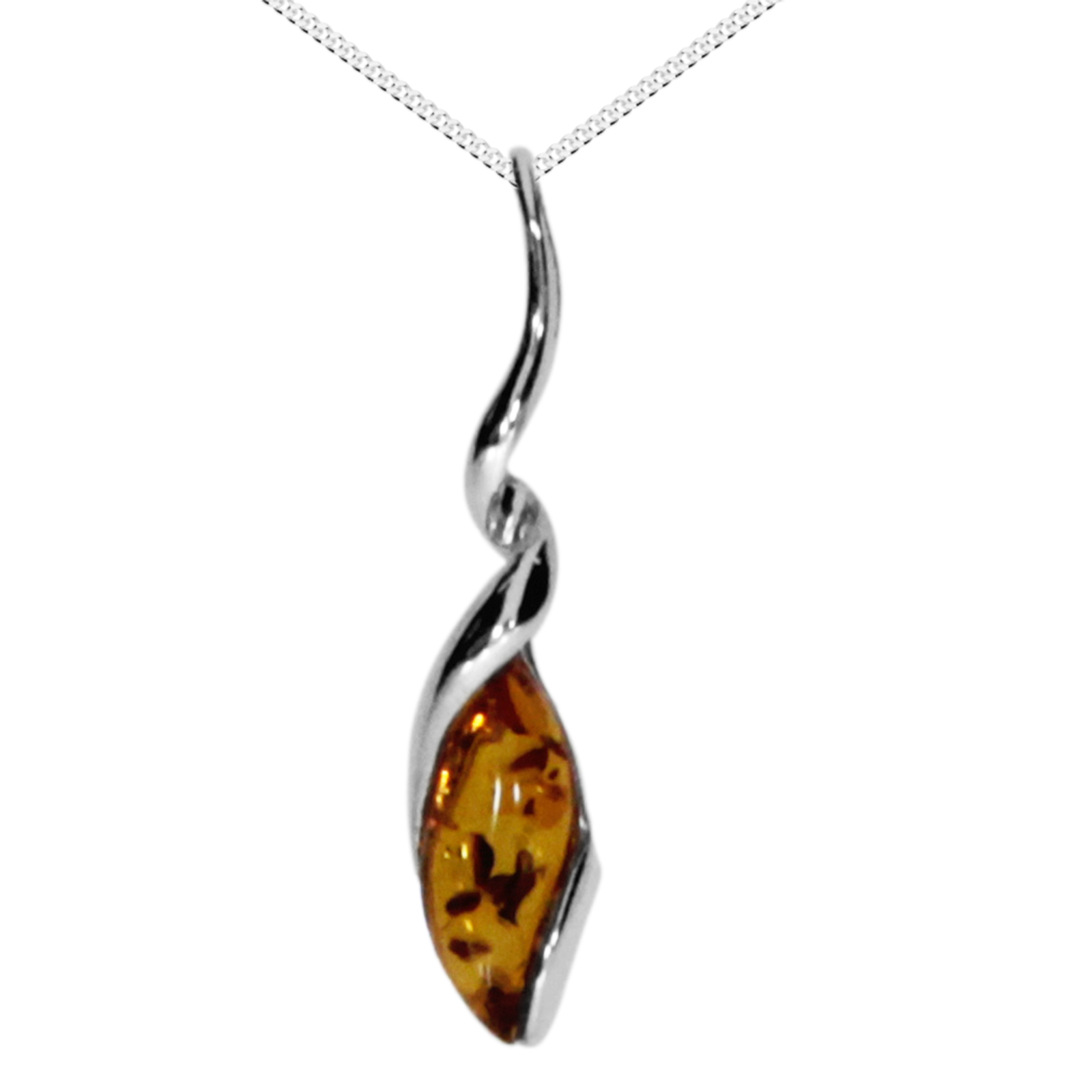 Kette mit Anhänger Silber 925/000, Bernstein -Länge wählbar-