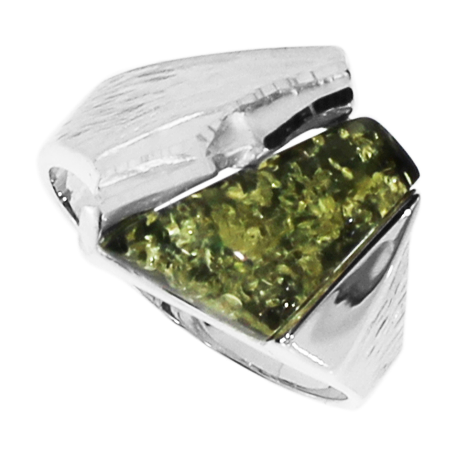 Ring Silber 925/000, Bernstein, grün -Größe wählbar-  Ring Silber 925/000, Bernstein, grün -Größe wählbar-
