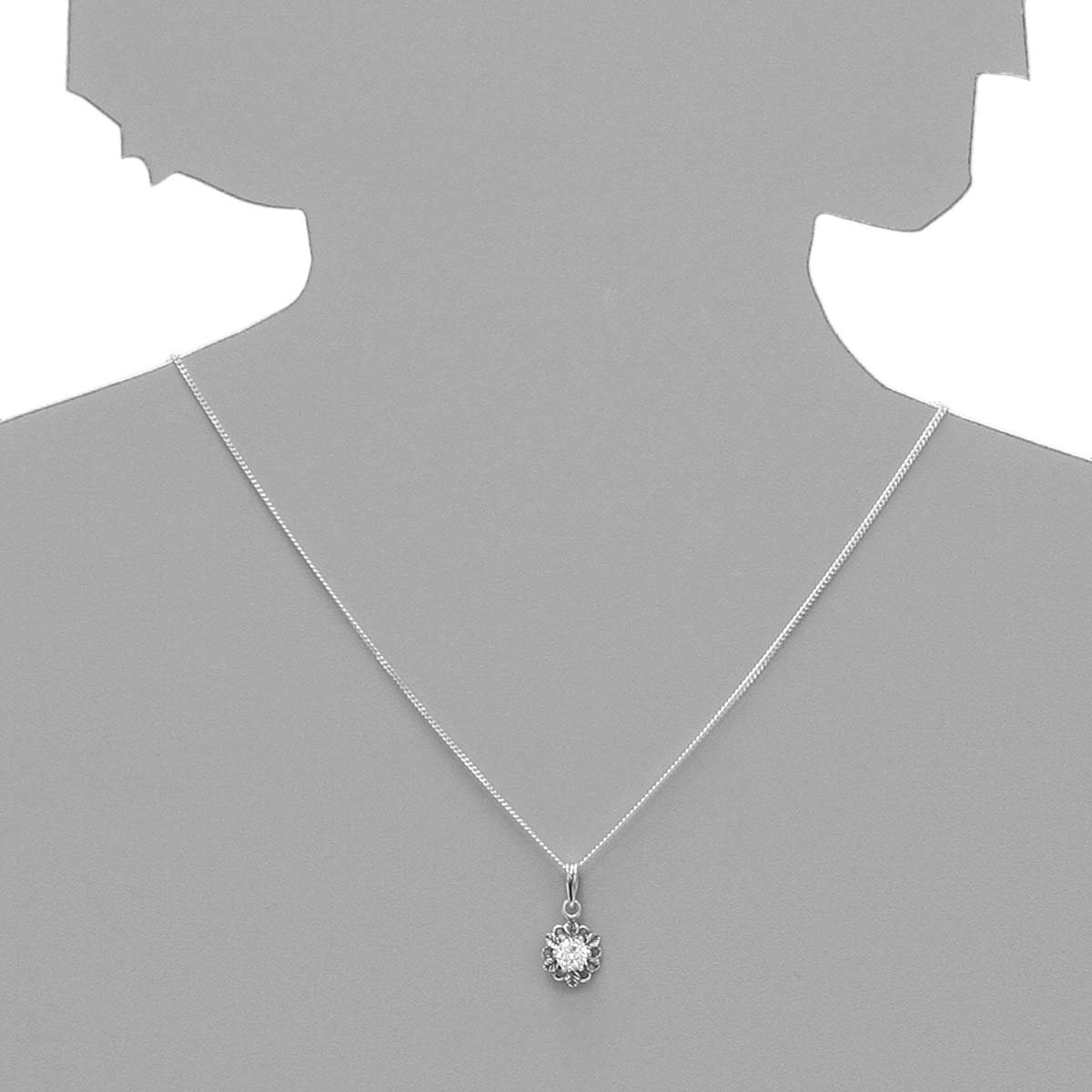 043-201649-A142s Kette mit Anhänger Silber 925/000, Zirkonia, weiß, 42 cm