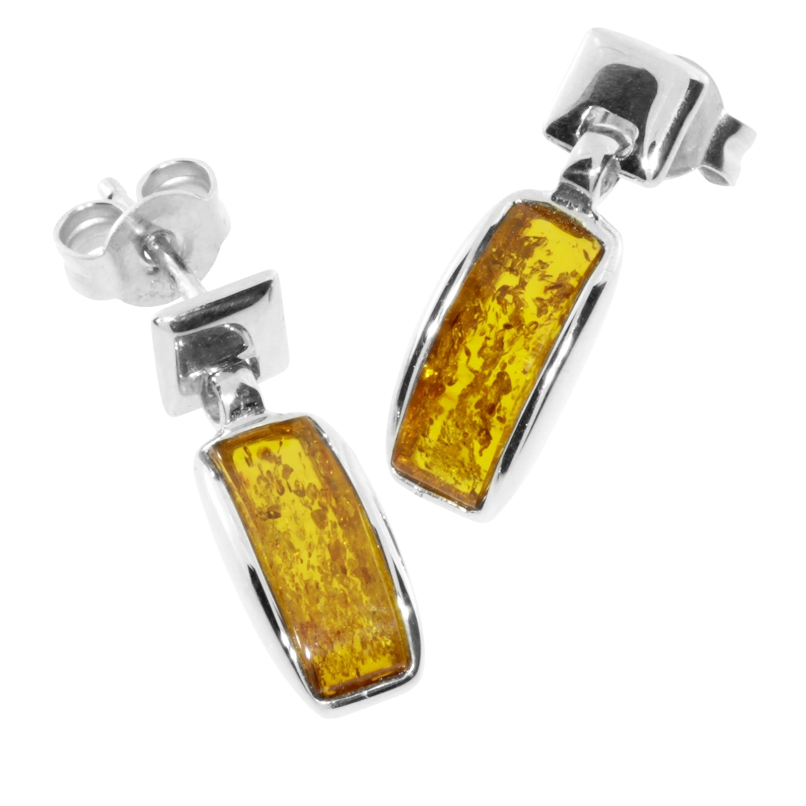 001-263235-00012 Ohrstecker, Silber 925/000, Bernstein