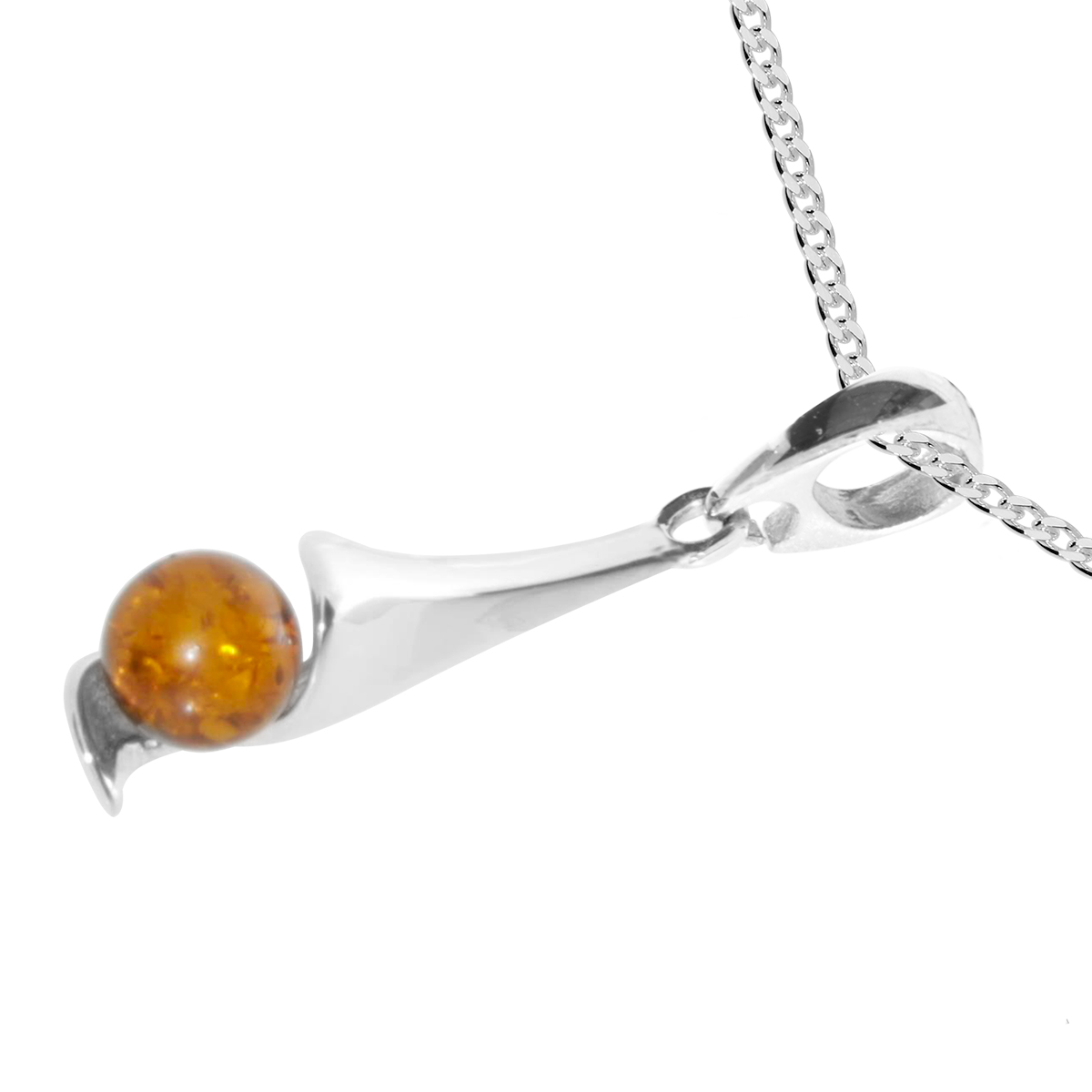 Kette mit Anhänger Silber 925/000, 45 cm, Bernstein