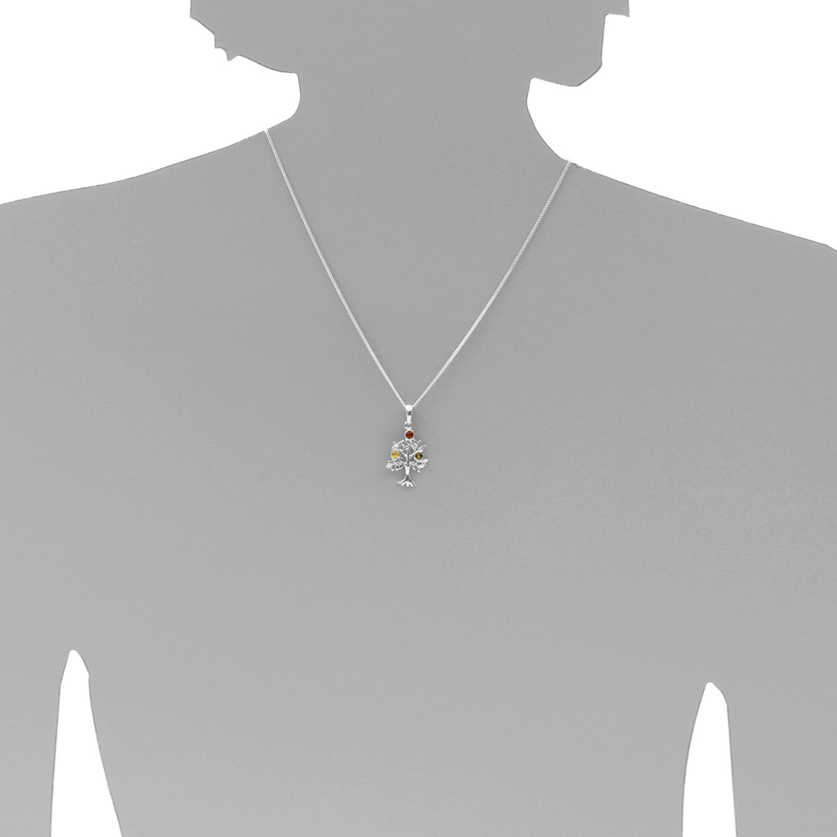 098-201513-A142s Kette mit Anhänger Silber 925/000, 42 oder 45 cm, Bernstein