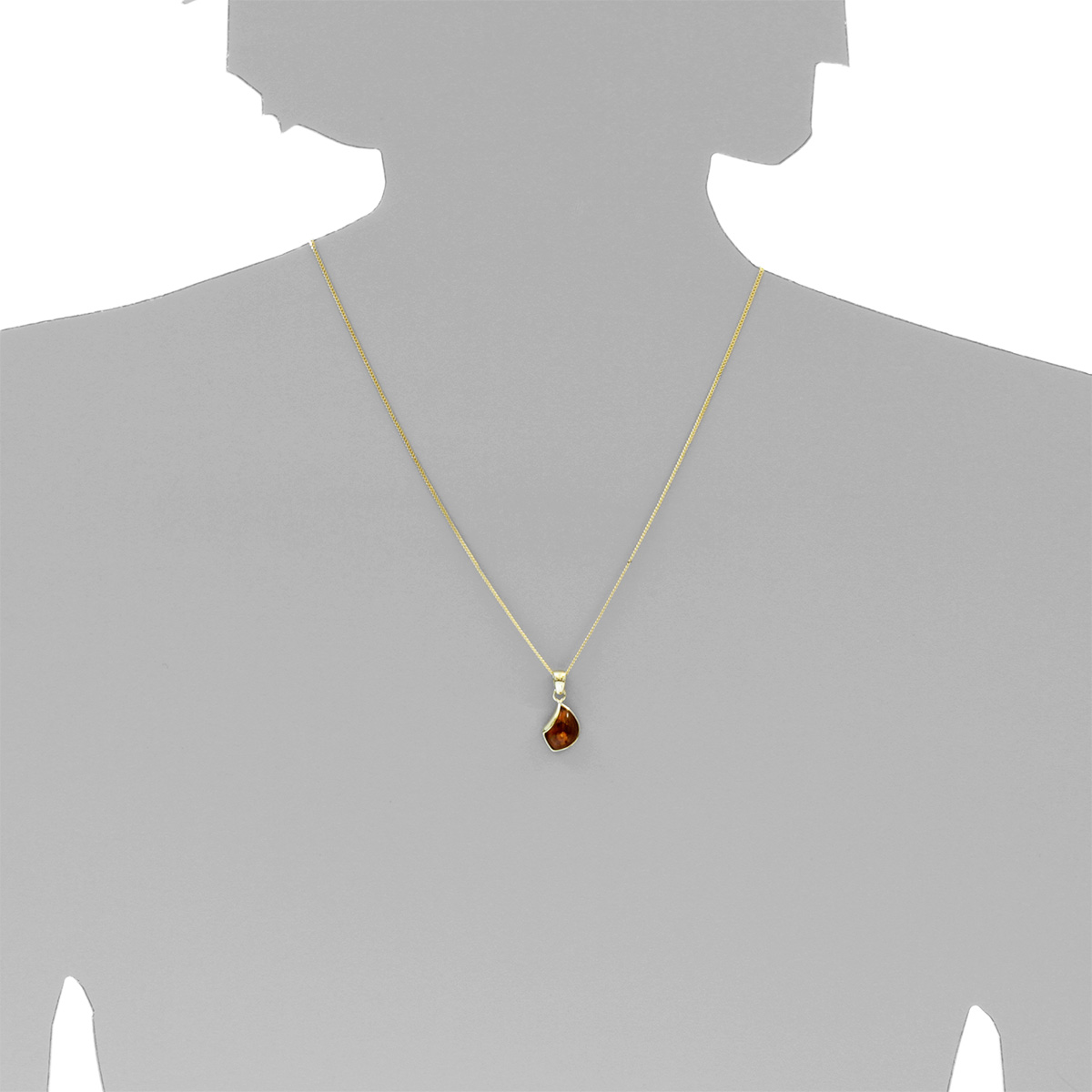 Kette mit Anhänger Gold 333/000, 45 cm, Bernstein