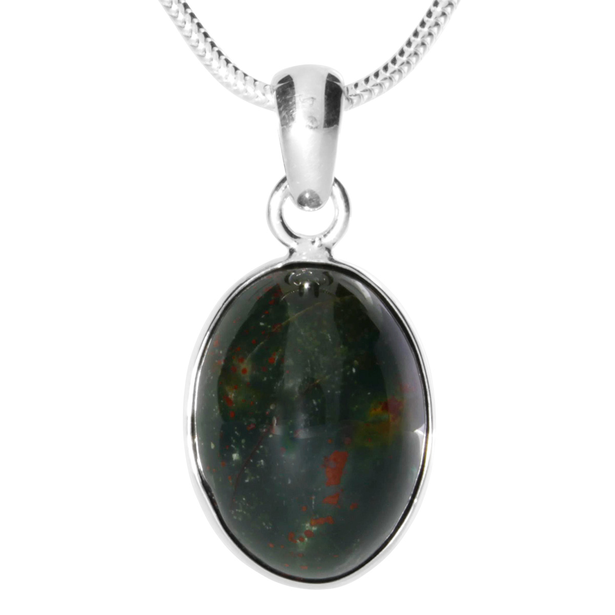 001-203647-A245 Kette mit Anhänger Silber 925/000, 45 cm, Jaspis