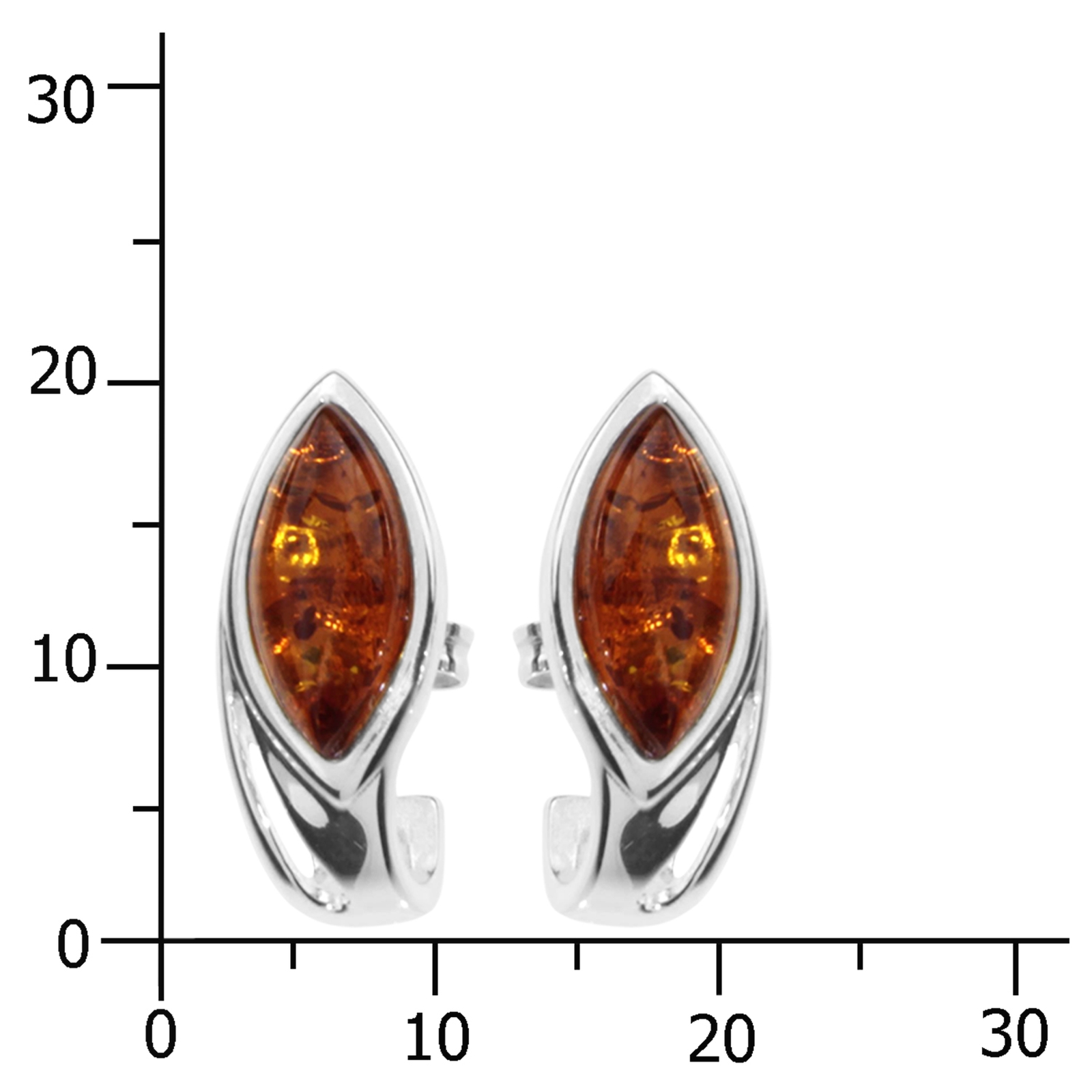 001-263239-0001k Ohrstecker, Silber 925/000, Bernstein