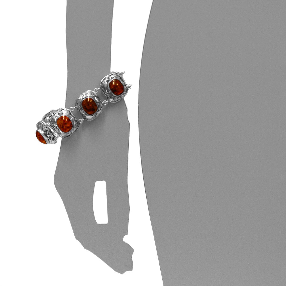 4250054295624-PT05 Armband Fischland, Silber 925/000, oxyd., Bernstein