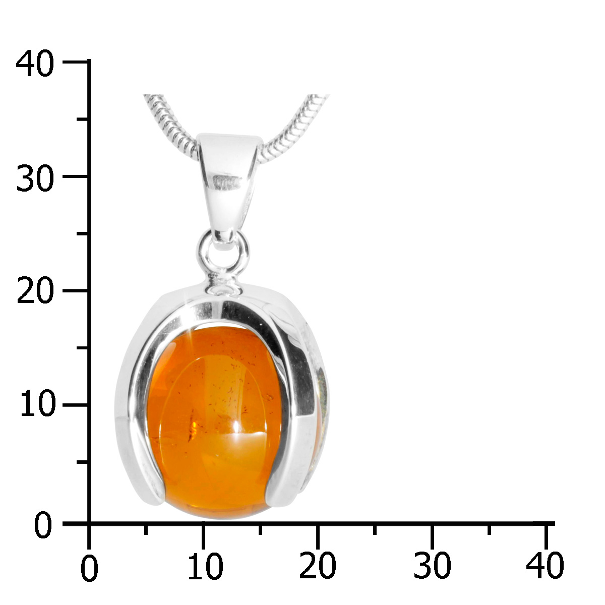4250054286301-PT04 Kette mit Anhänger Silber 925/000, 60 cm, Bernstein