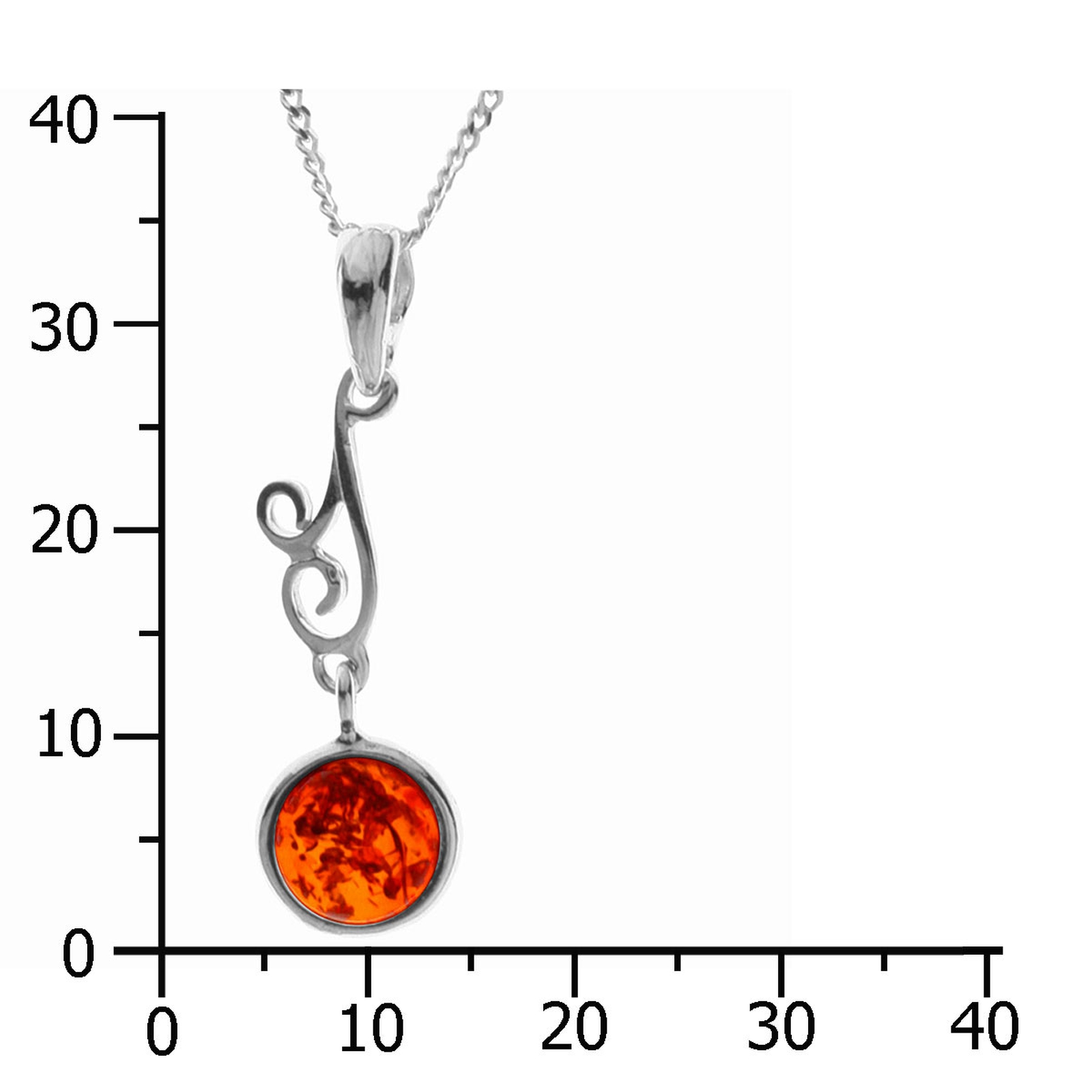 098-200340-A142k Kette mit Anhänger, Silber 925/000, Bernstein, -Länge wählbar-