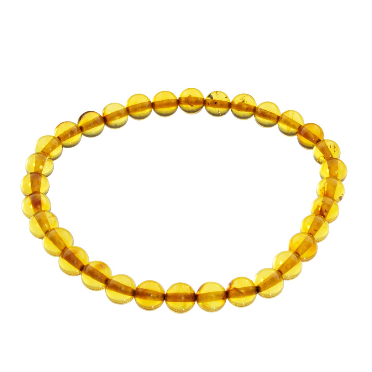 058-410011-0619 Bernsteinarmband, Kugel 6 mm, 19 cm, Gummizug
