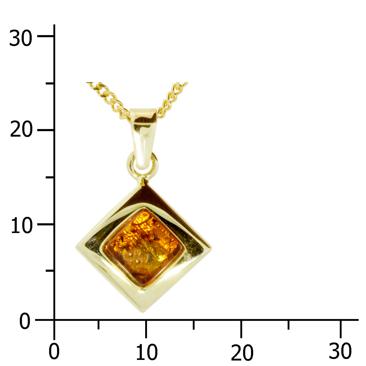 001-103569-1100k Kette mit Anhänger, Gold 333/000, 42 cm, Bernstein