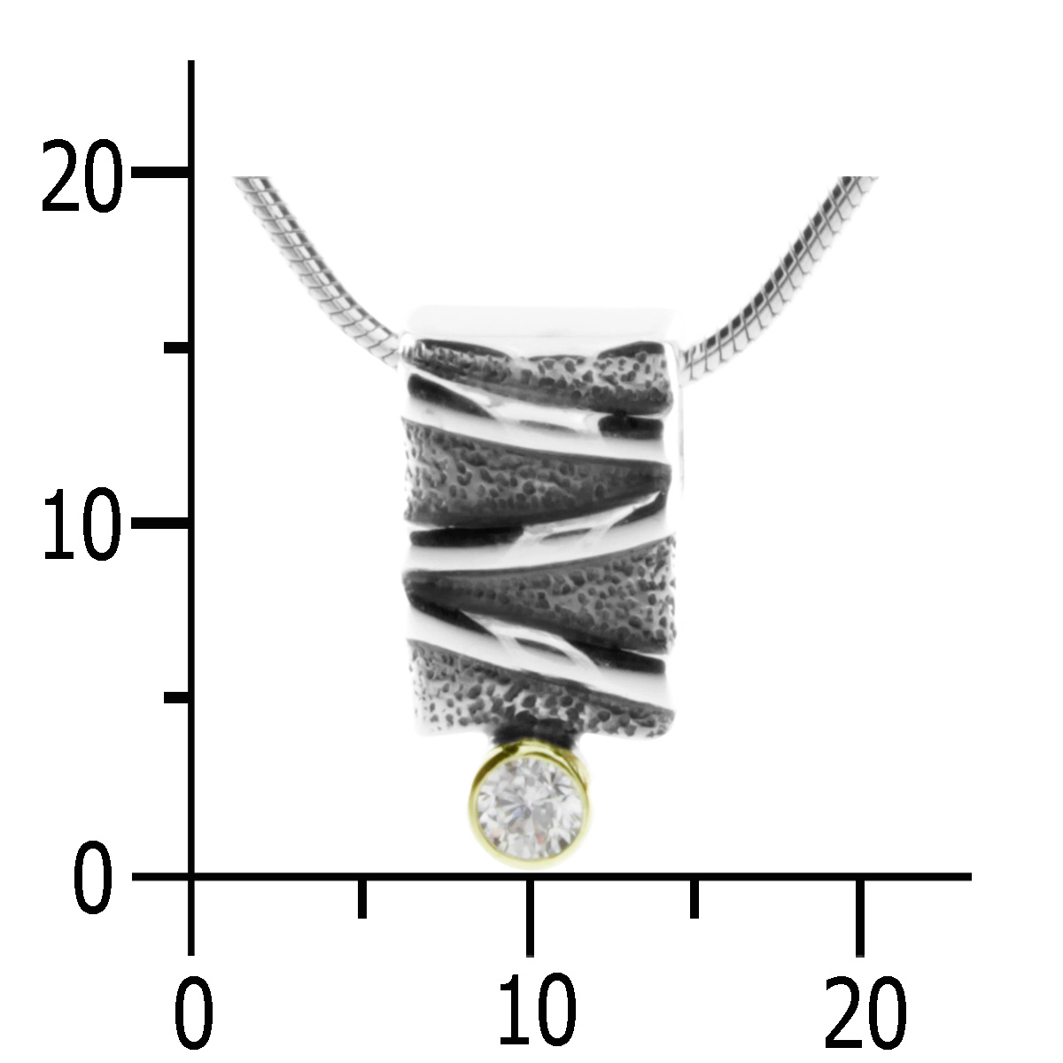 001-203291-A145k Kette mit Anhänger Silber 925/000, 45 cm, Zirkonia in 585/000 Fassung