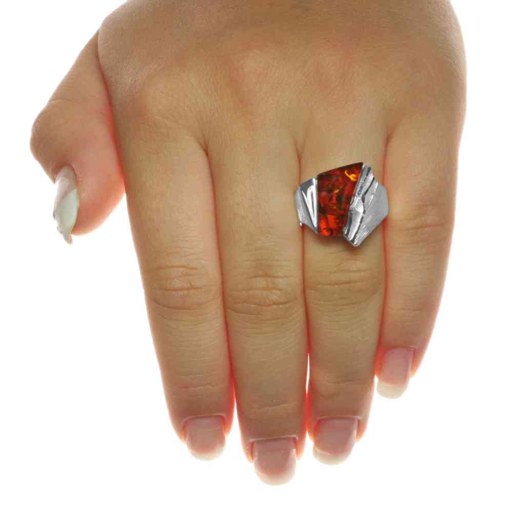 4250054207979-PT01 Ring Silber 925/000, Bernstein -Größe wählbar-