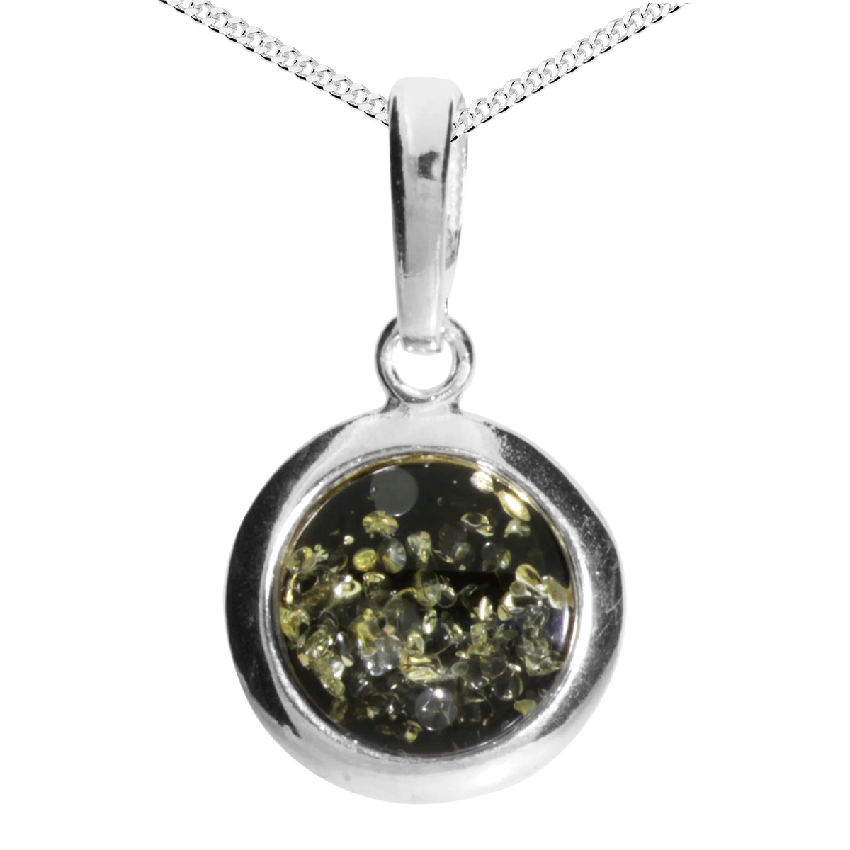 089-200063-A145 Kette mit Anhänger Silber 925/000, 45 cm, Bernstein grün