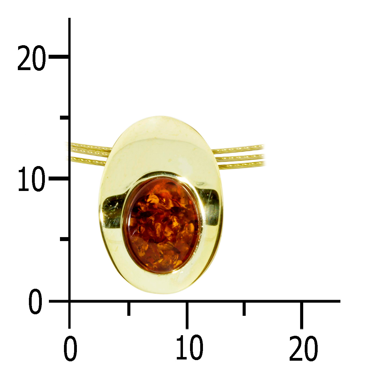 001-103435-A142k Nyloncollier mit Anhänger, Gold 333/000, 42 cm, Bernstein
