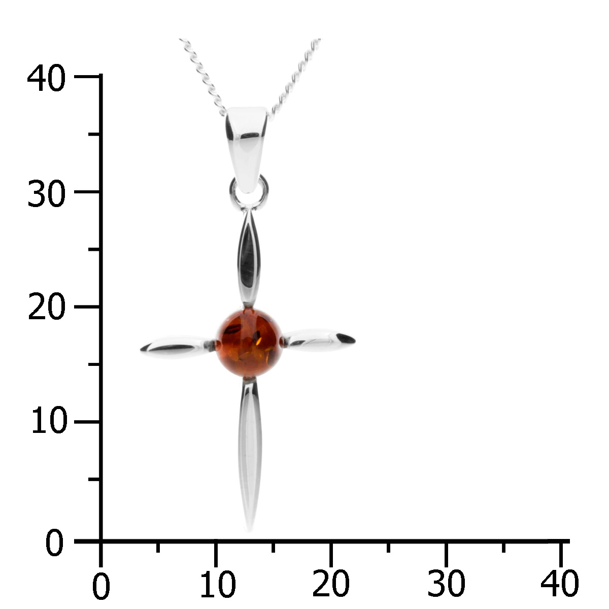 Kette mit Anhänger Silber 925/000, 45 cm, Bernstein