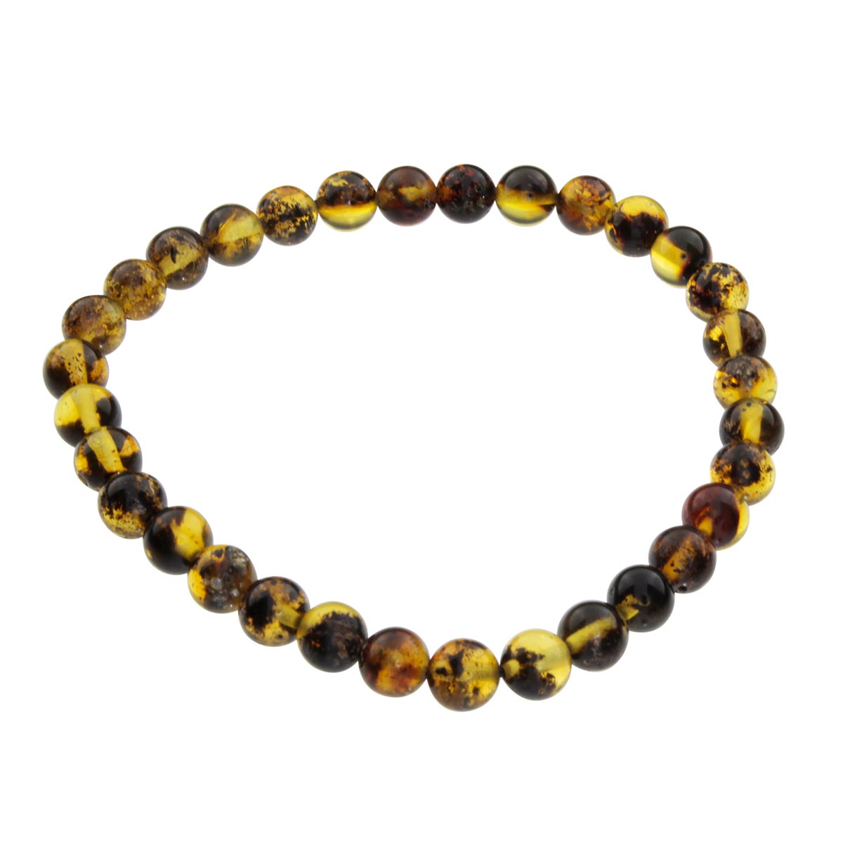 058-410010-0619 Bernsteinarmband, Kugel 6 mm, 19 cm, Gummizug