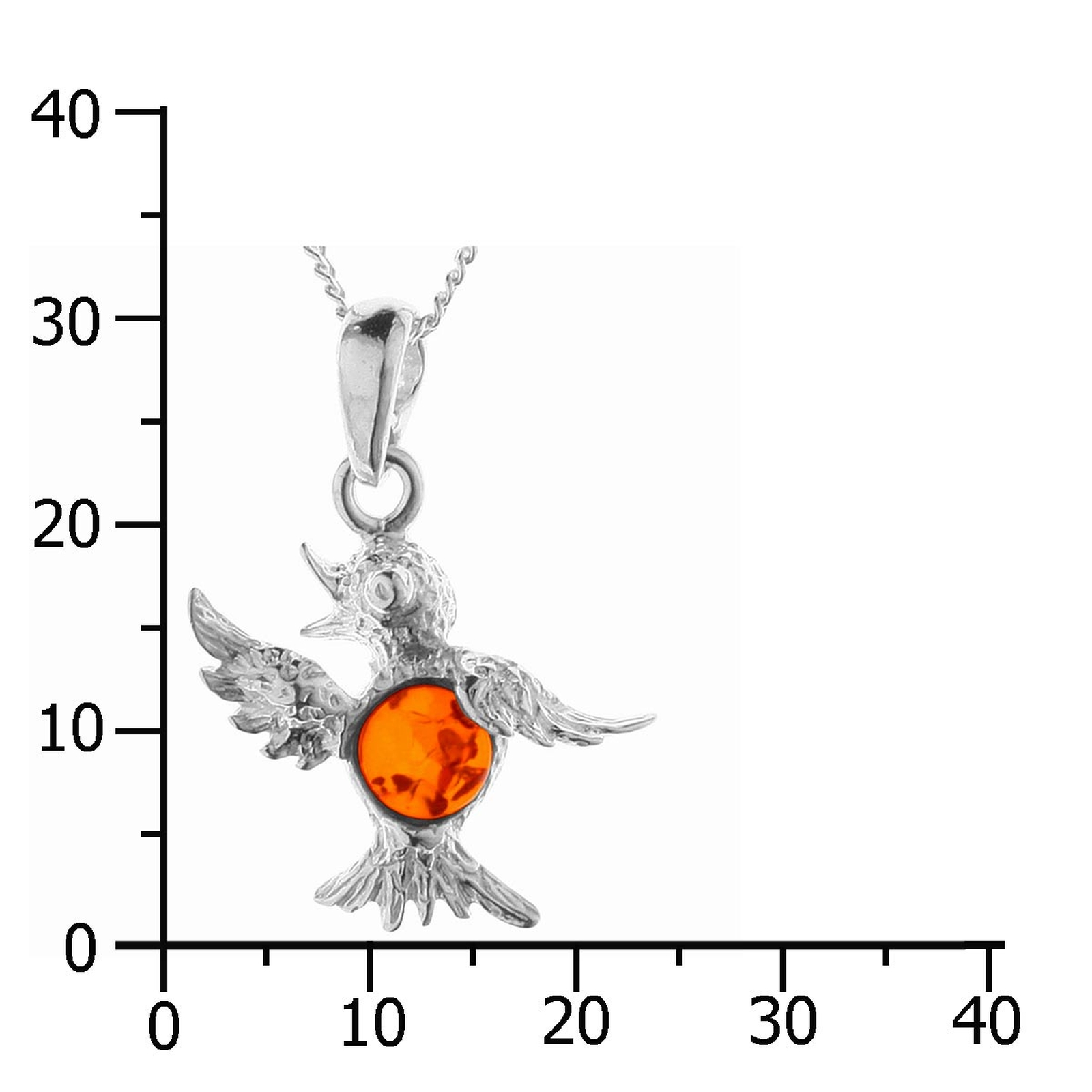 098-200190-A142k Kette mit Anhänger Kolibri, Silber 925/000, Bernstein, -Länge wählbar-