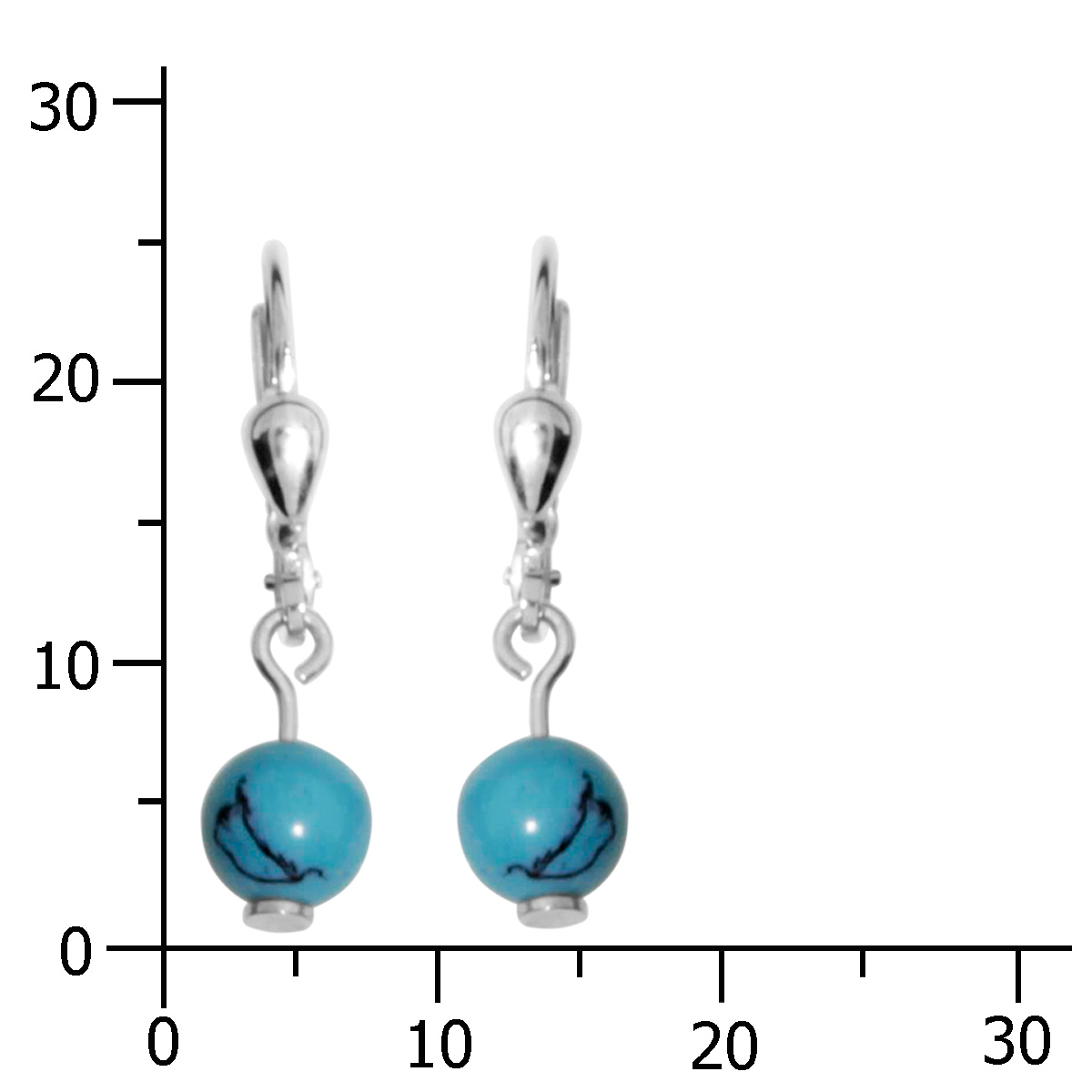 001-263398-0601k842AqyejjoZIx Ohrhänger Silber 925/000, Türkis-Matrix, 6 mm