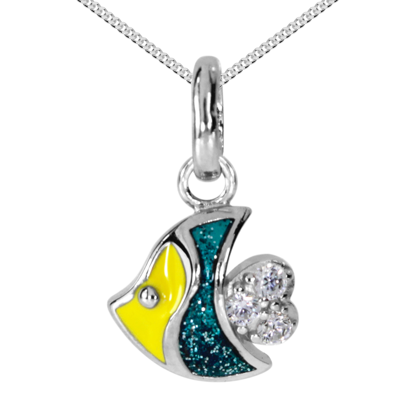 Kette mit Anhänger "Fisch" Silber 925/000,  Zirkonia -Länge wählbar-      Kette mit Anhänger "Fisch" Silber 925/000,  Zirkonia -Länge wählbar-