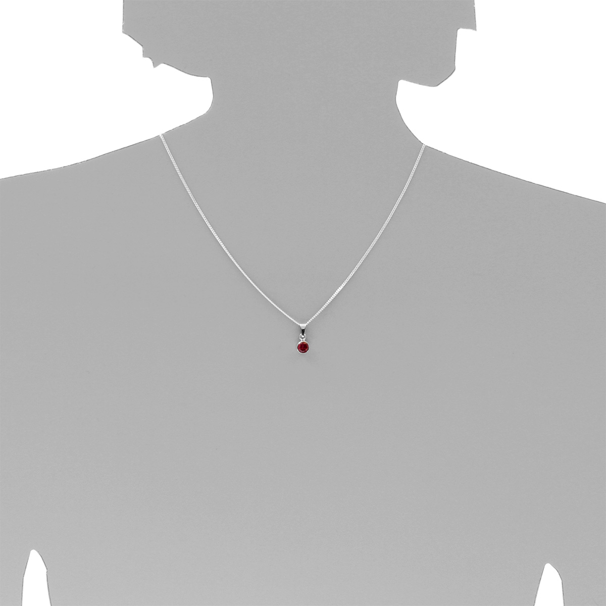 001-203645-A342s Kette mit Anhänger Silber 925/000, 42 cm, sy. Rubin