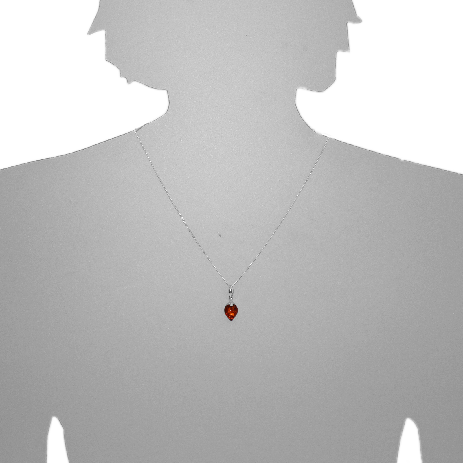 Kette mit Anhänger Silber 925/000, Bernstein -Länge wählbar-