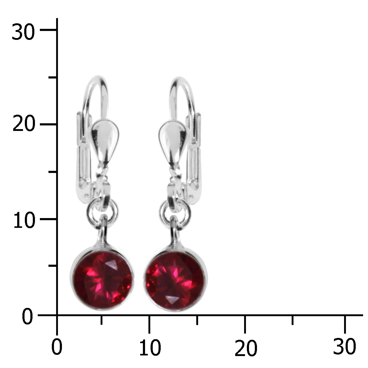 001-263396-0300kSVsTZUEIhE1Zx Ohrhänger Silber 925/000, sy. Rubin, 6 mm