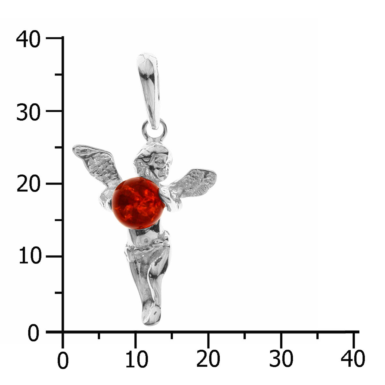 098-200460-0100k Anhänger Silber 925/000, Engel, Bernstein