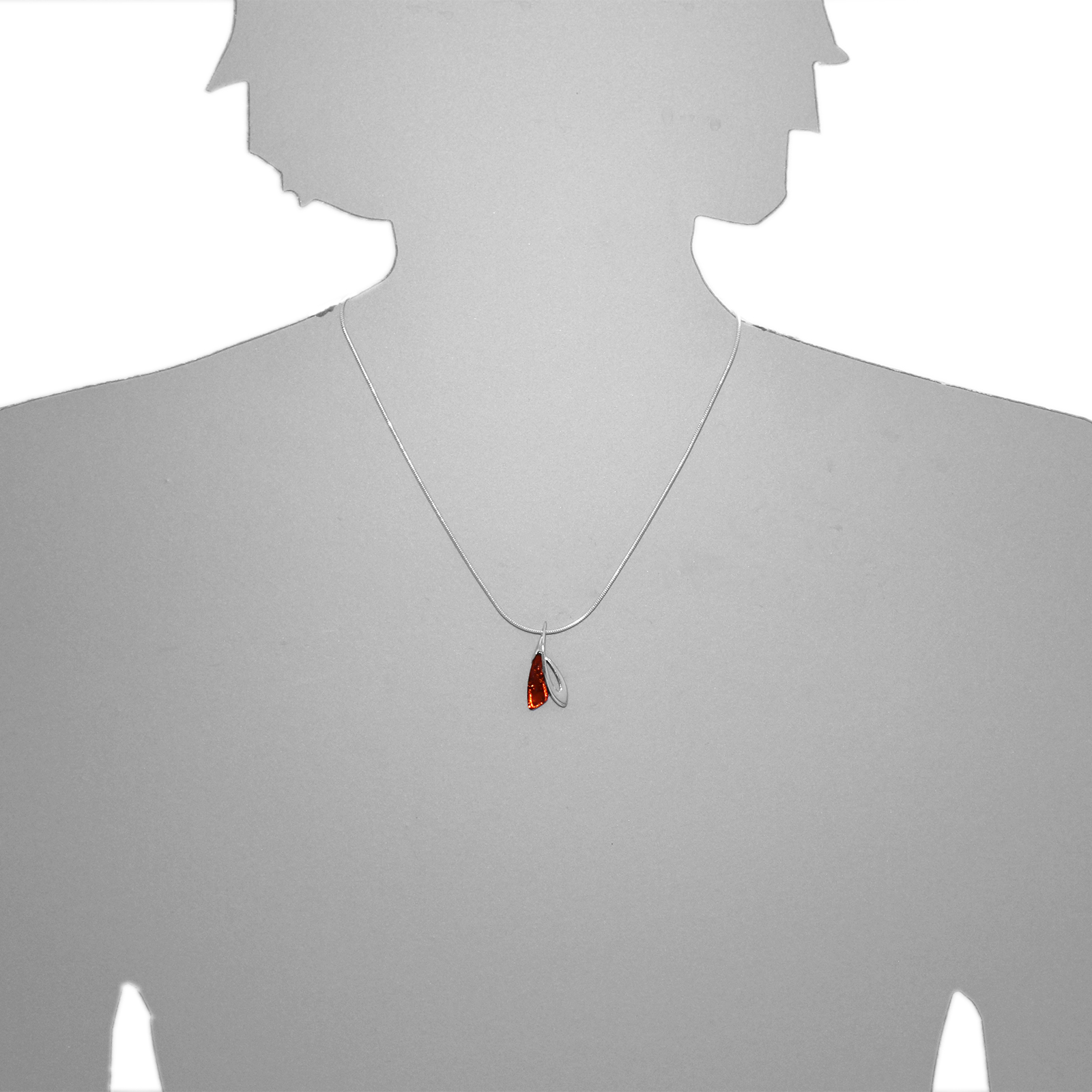 Kette mit Anhänger Silber 925/000, Bernstein -Länge wählbar- Kette mit Anhänger Silber 925/000, Bernstein -Länge wählbar-