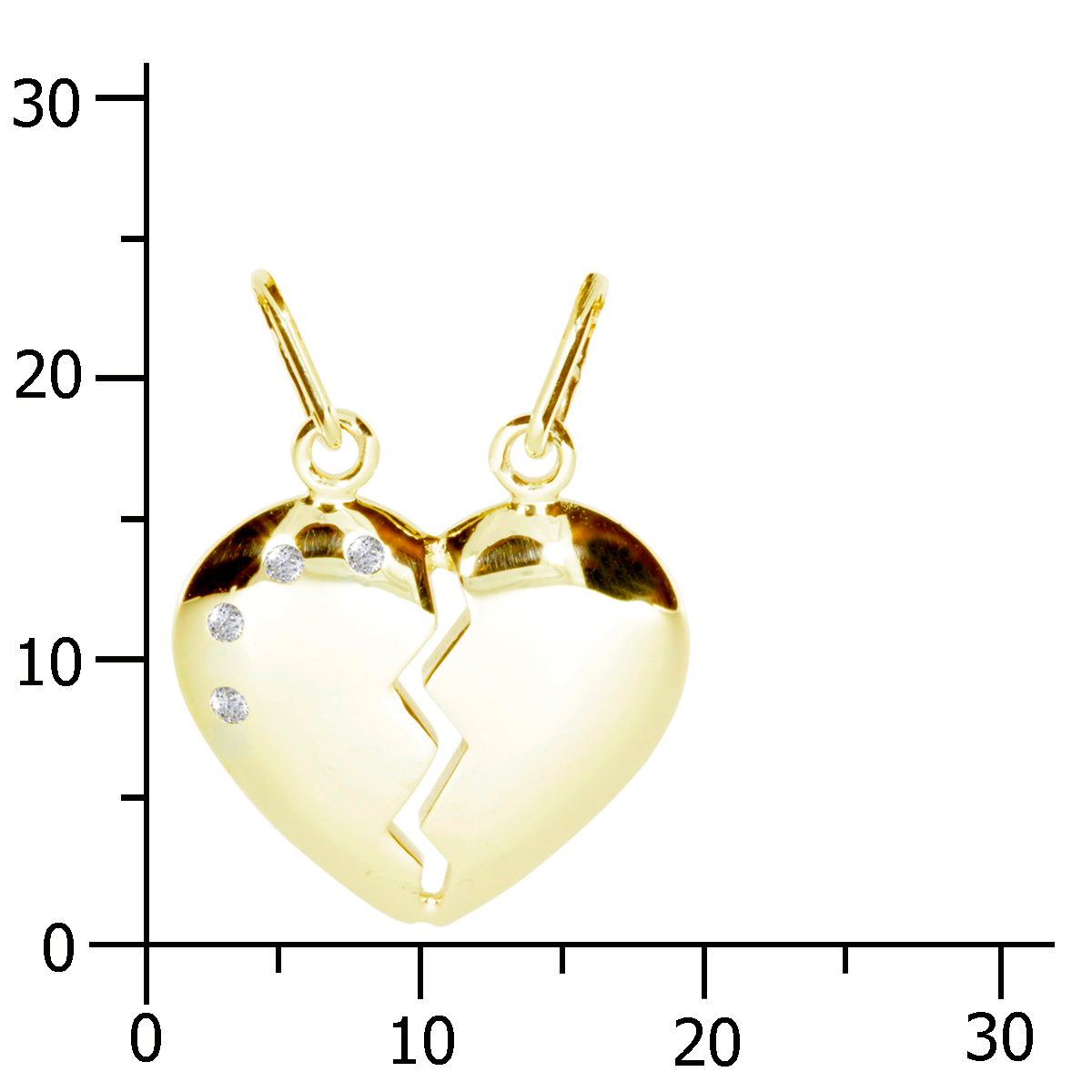 001-100572-0001k Herzanhänger Gold 333/000 mit Zirkonia 2-teilig