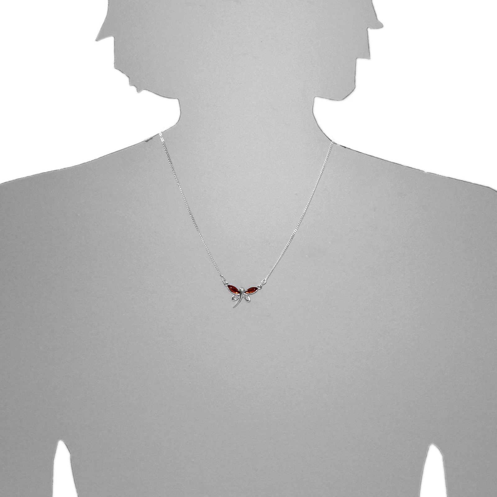 Collier "Schmetterling", Silber 925/000, Bernstein   Collier "Schmetterling", Silber 925/000, Bernstein