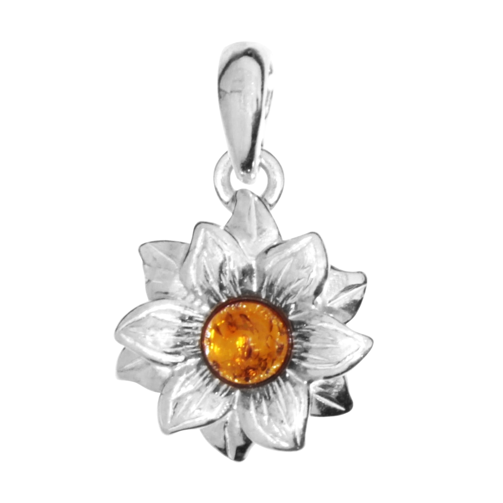 Anhänger Blüte, Silber 925/000, Bernstein