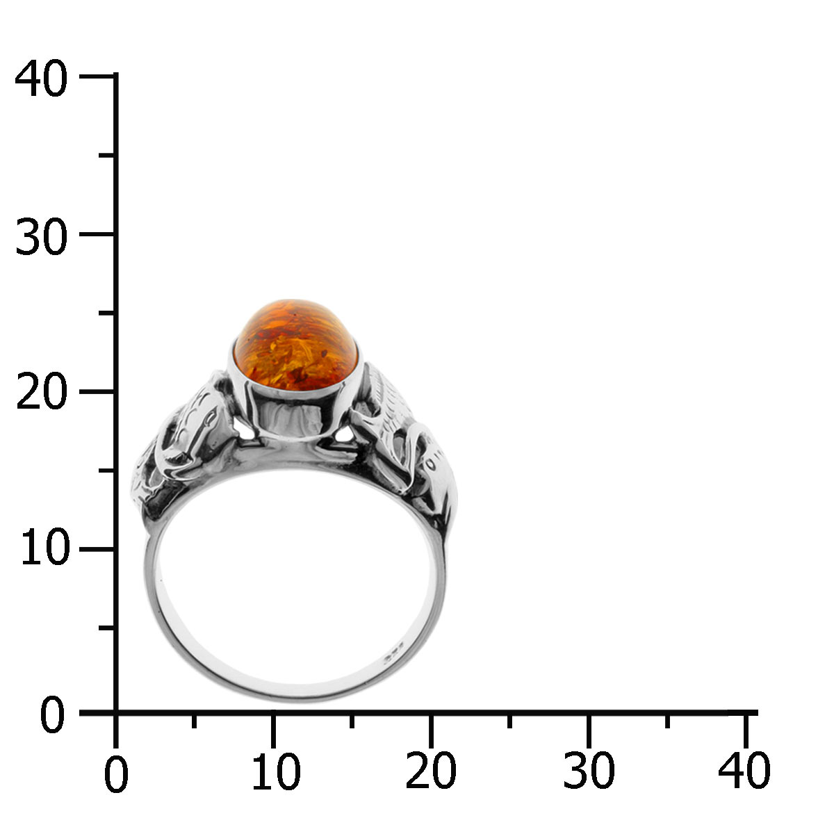 Ring Fischland Silber 925/000, oxyd., Bernstein -Größe wählbar-
