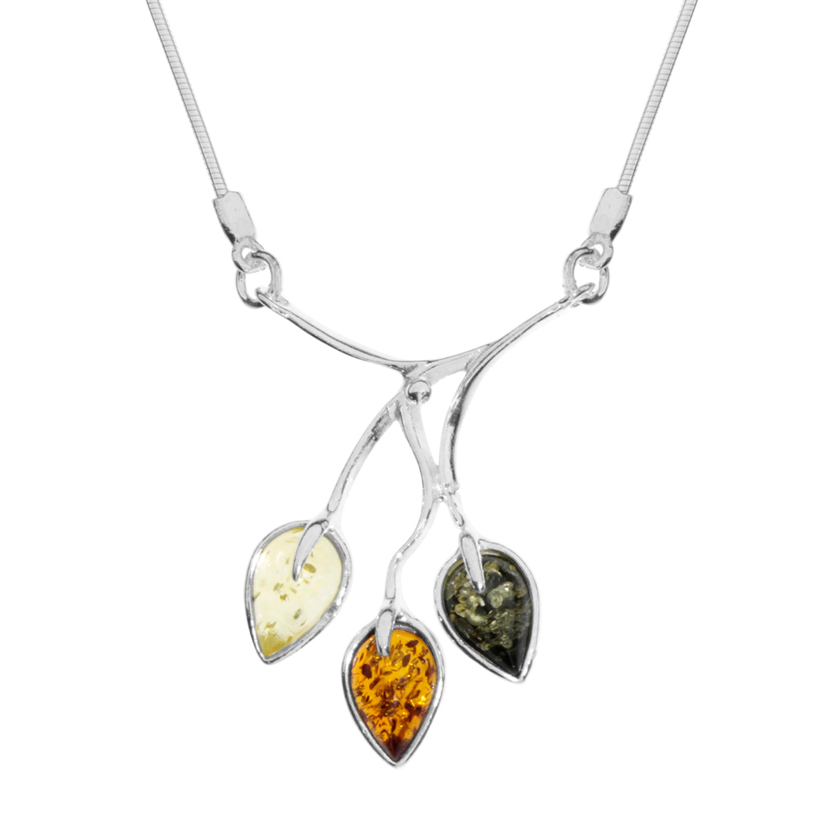 Collier Silber 925/000, 42 cm, Bernstein