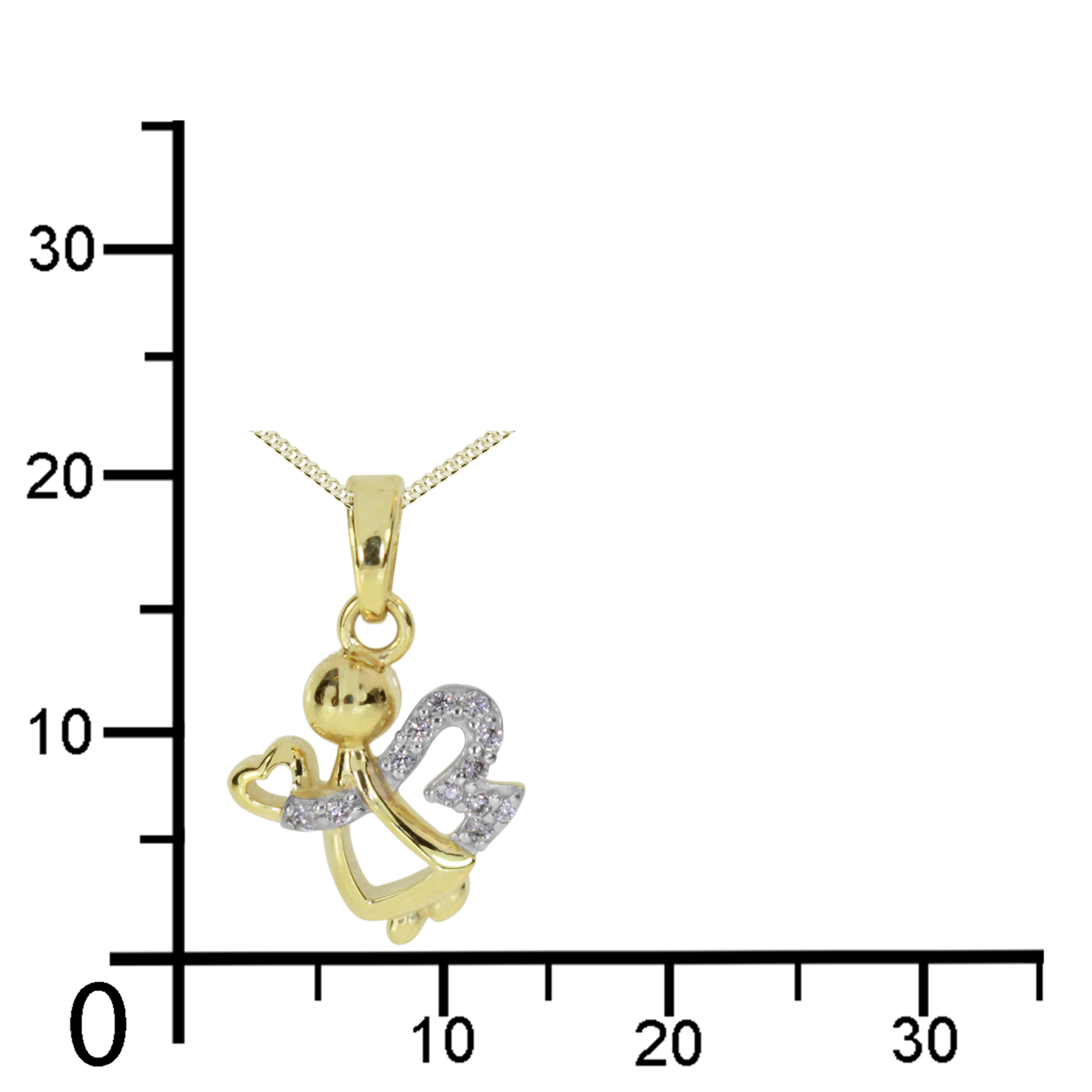 114-100060-A142kVPsuKEtdXEeac Kette mit Anhänger Engel Gold 333/000,  42 oder 45 cm, Zirkonia